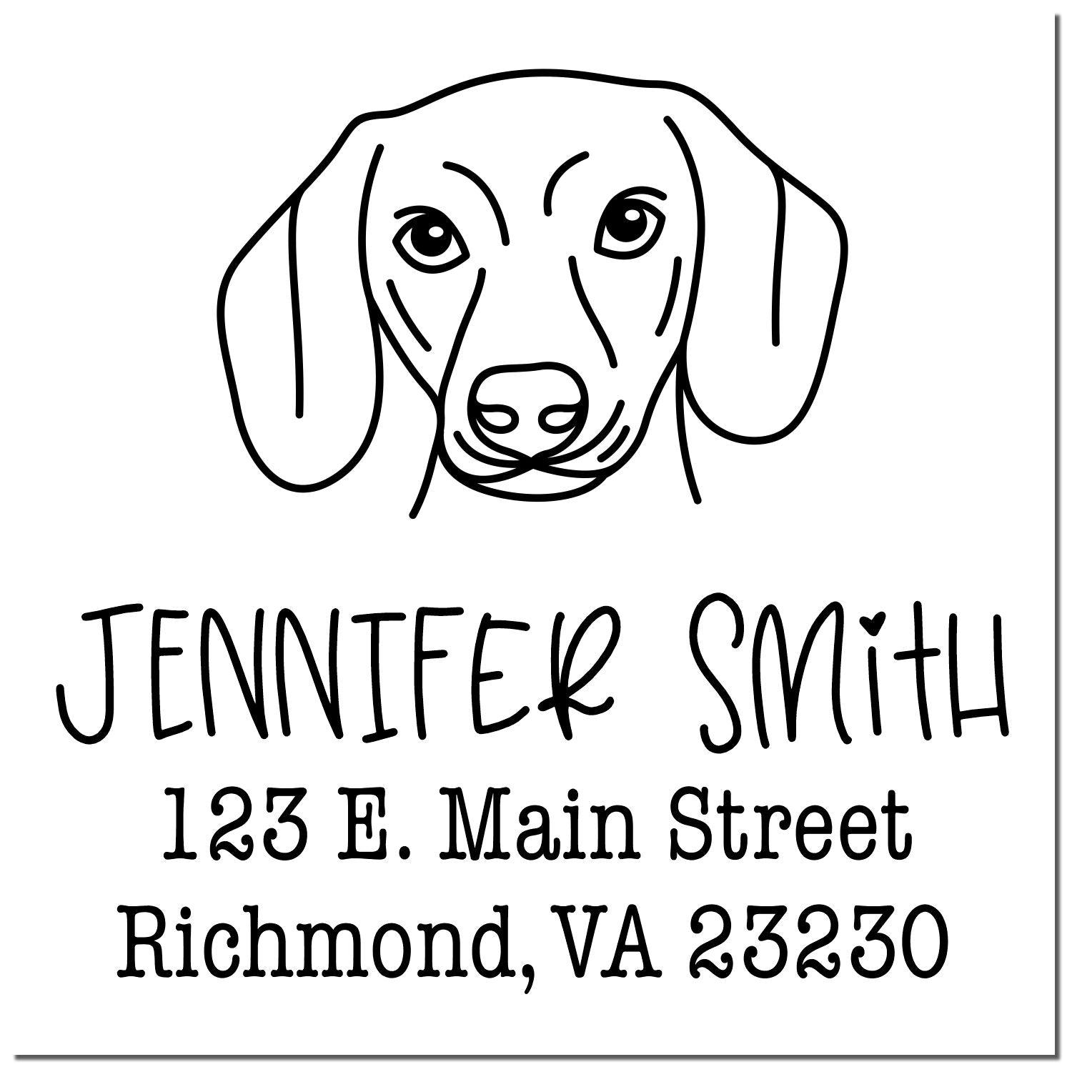 Wood Handle Dachshund Custom Address Stamper