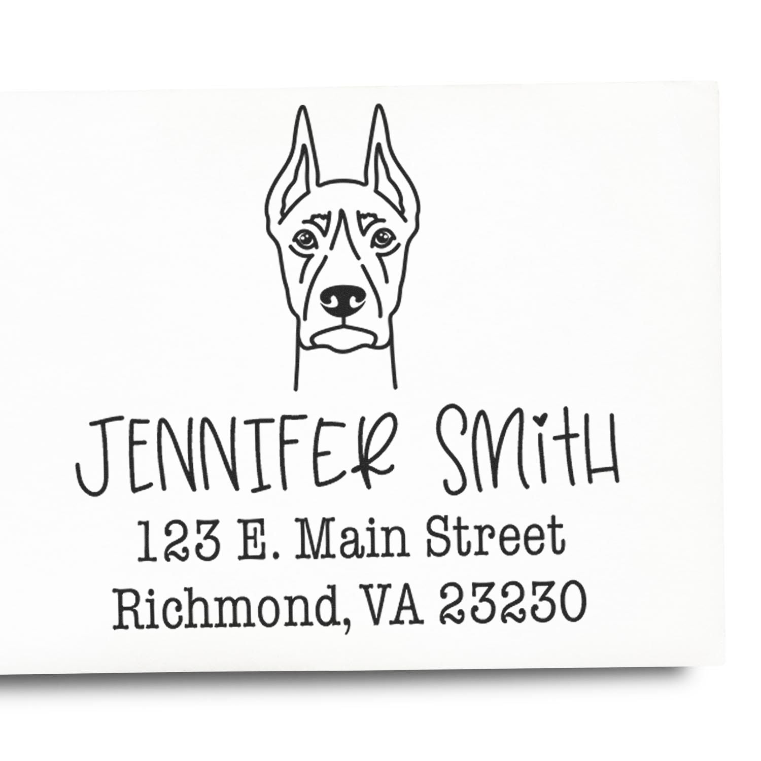 Wood Handle Doberman Custom Custom Address Stamp