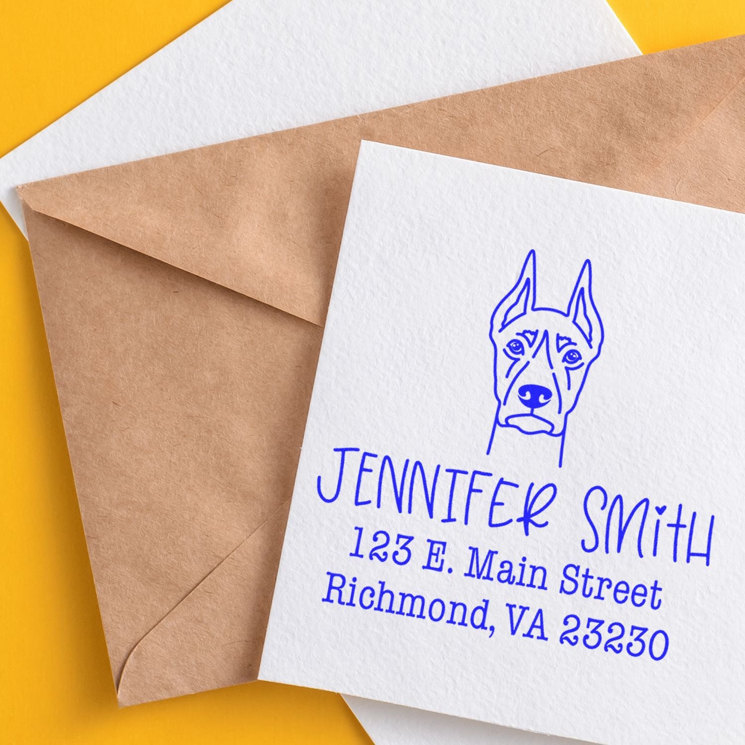 Wood Handle Doberman Custom Custom Address Stamp