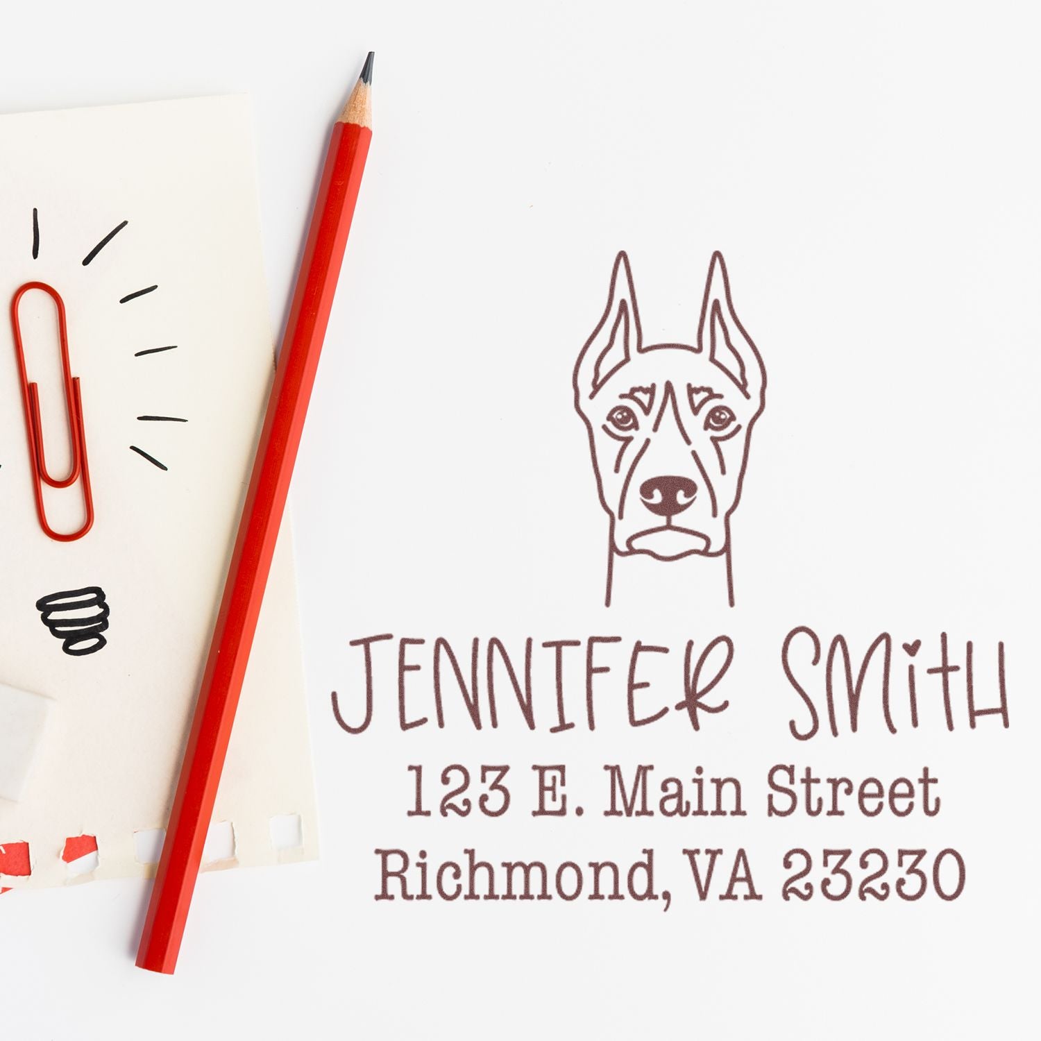 Wood Handle Doberman Custom Custom Address Stamp