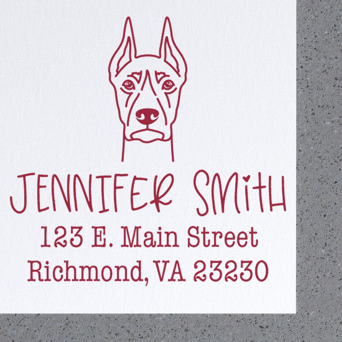 Wood Handle Doberman Custom Custom Address Stamp