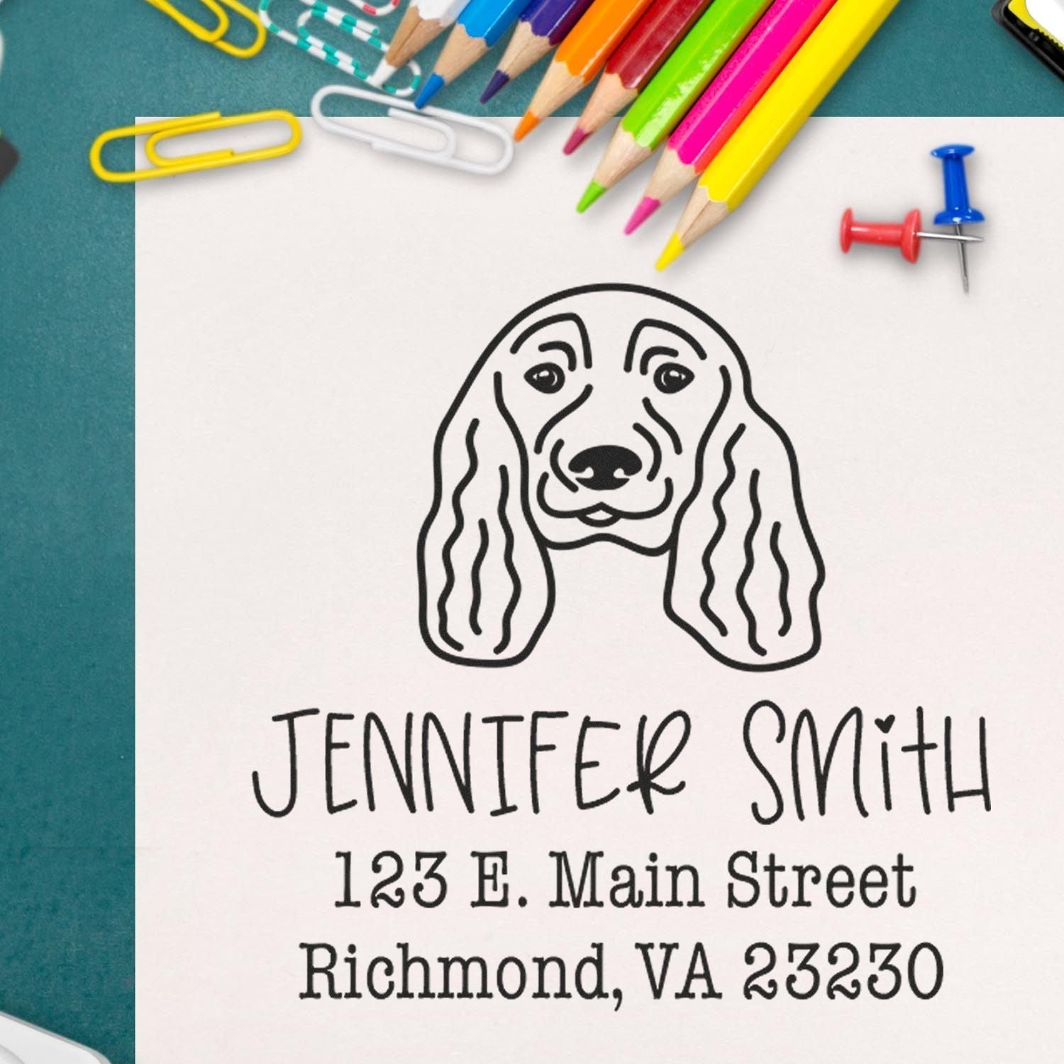 Self-Inking English Cocker Spaniel Customizable Rubber Address Stamp for Envelopes