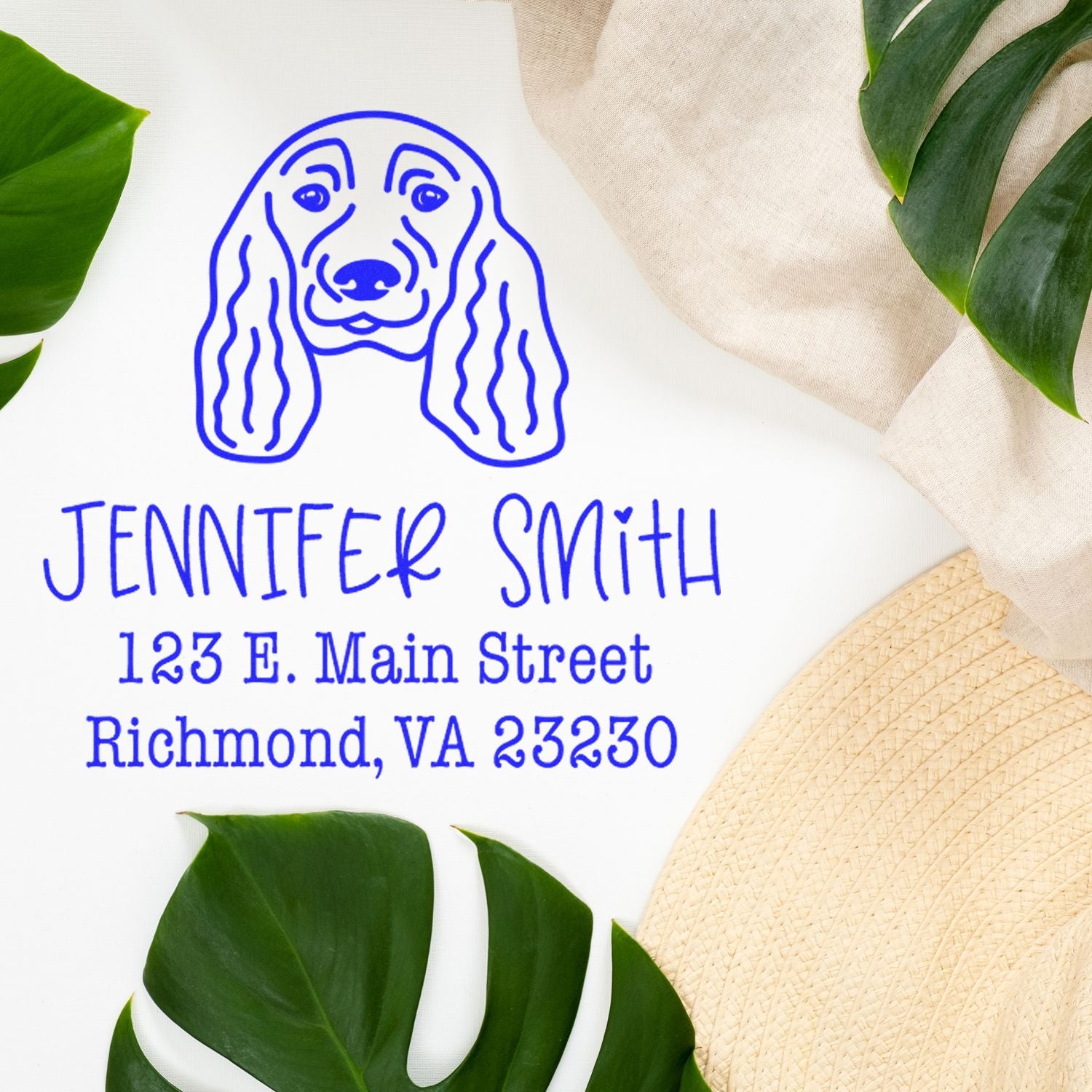 Slim Pre-Inked English Cocker Spaniel Personalizable Return Address Stamp for Envelopes