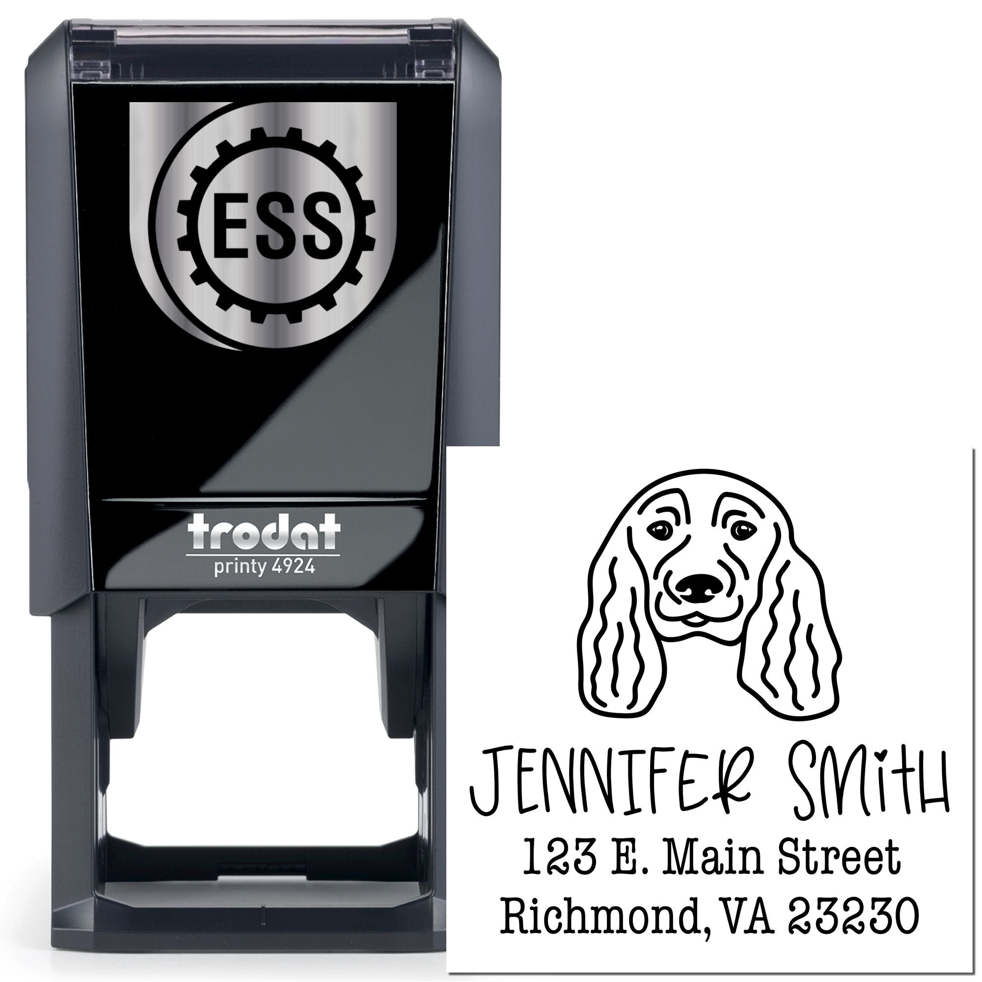 Self-Inking English Cocker Spaniel Customizable Rubber Address Stamp for Envelopes