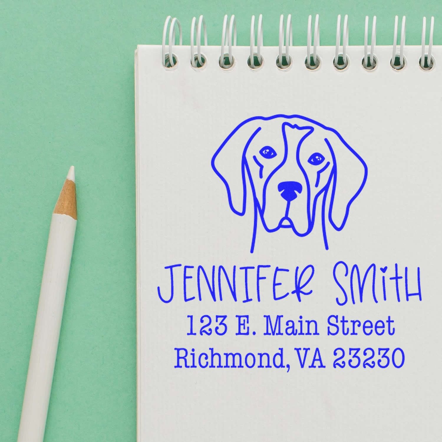 Wood Handle English Pointer Custom Custom Return Address Rubber Stamp