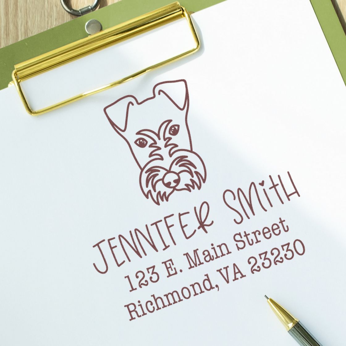 Wood Handle Fox Terrier Custom Custom Return Address Stamp