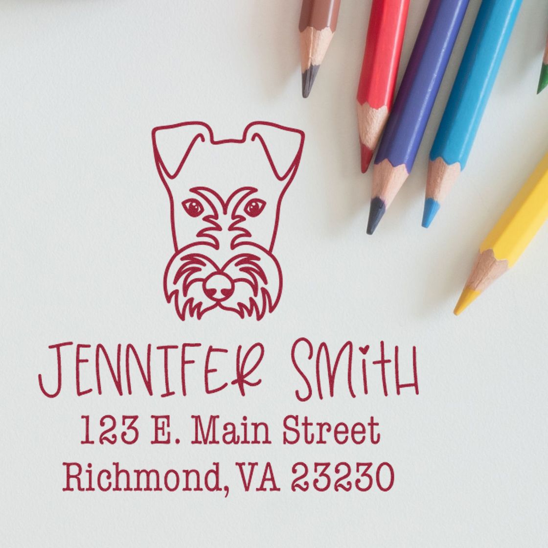 Wood Handle Fox Terrier Custom Custom Return Address Stamp