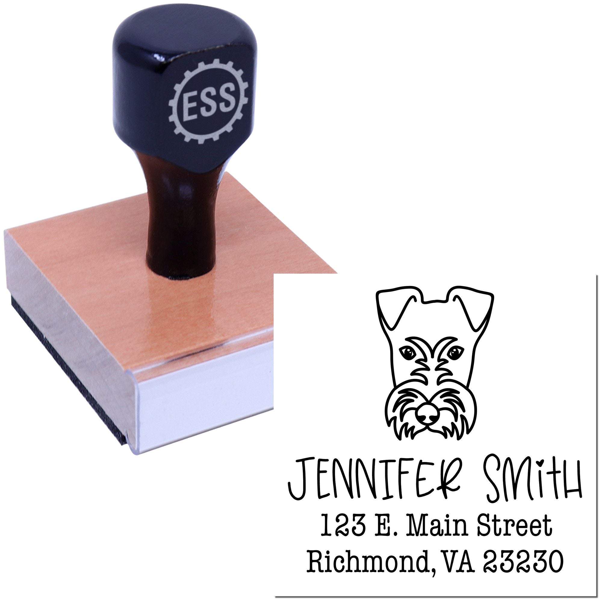 Wood Handle Fox Terrier Custom Custom Return Address Stamp