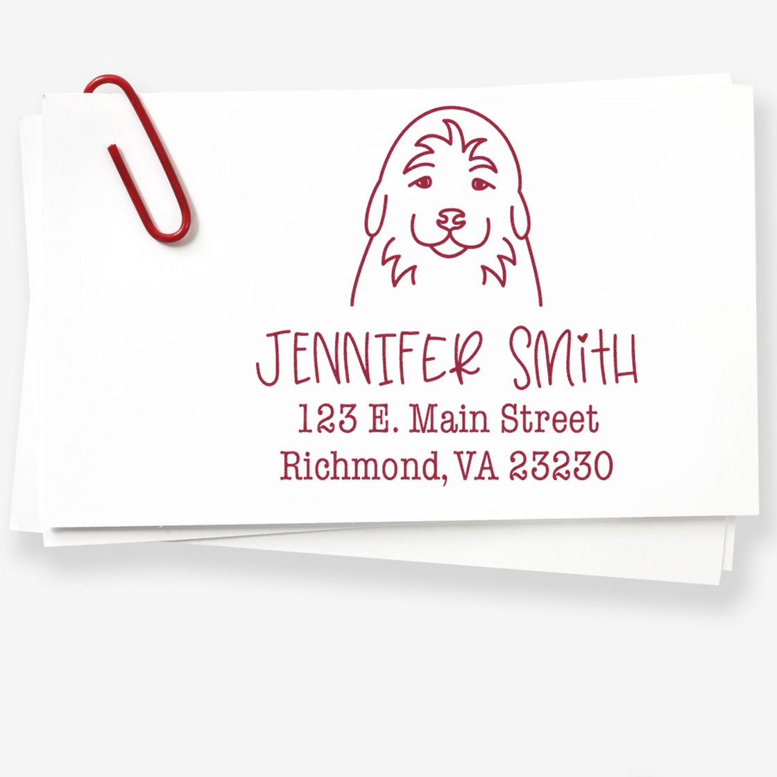 Wood Handle Golden Retriever Puppy Custom Dog Design Address Stamp for Envelopes