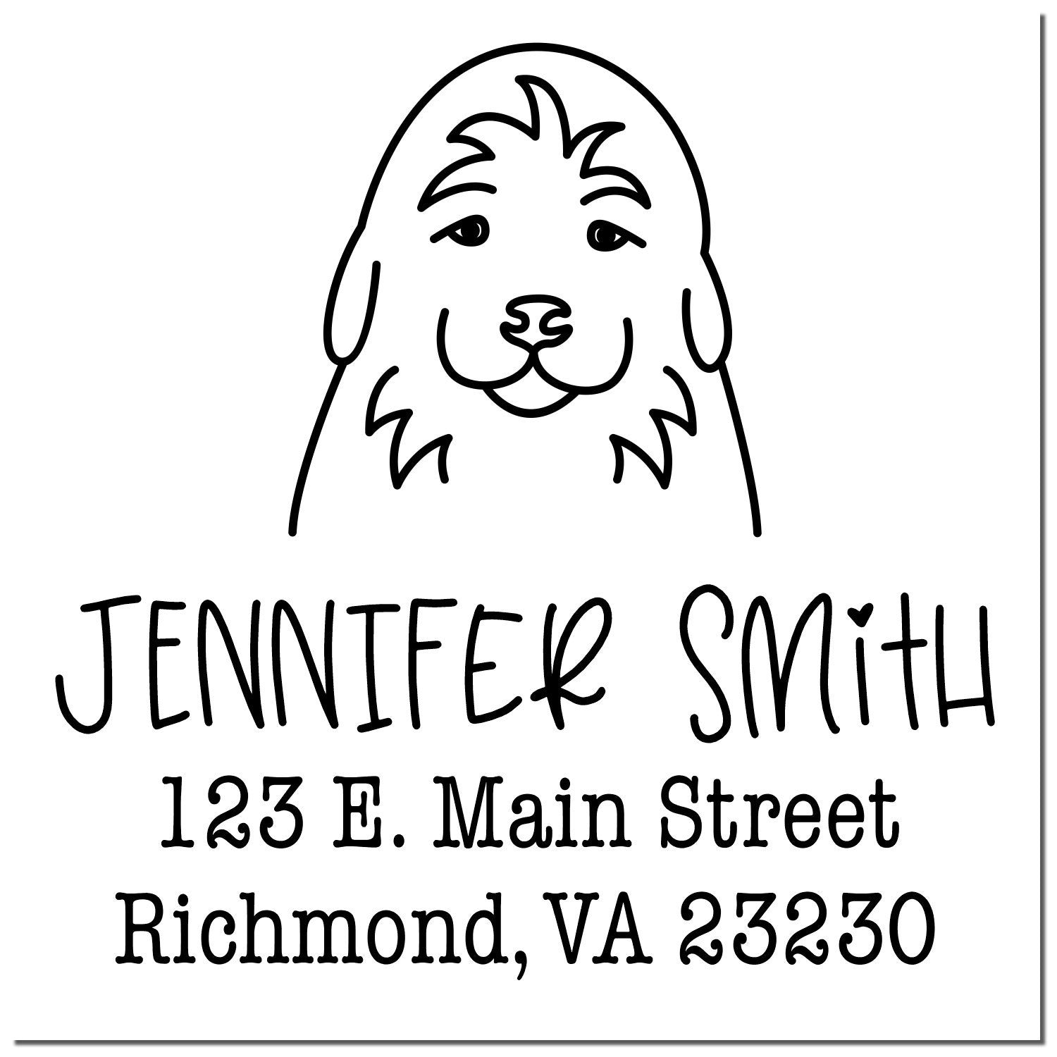 Wood Handle Golden Retriever Puppy Custom Dog Design Address Stamp for Envelopes