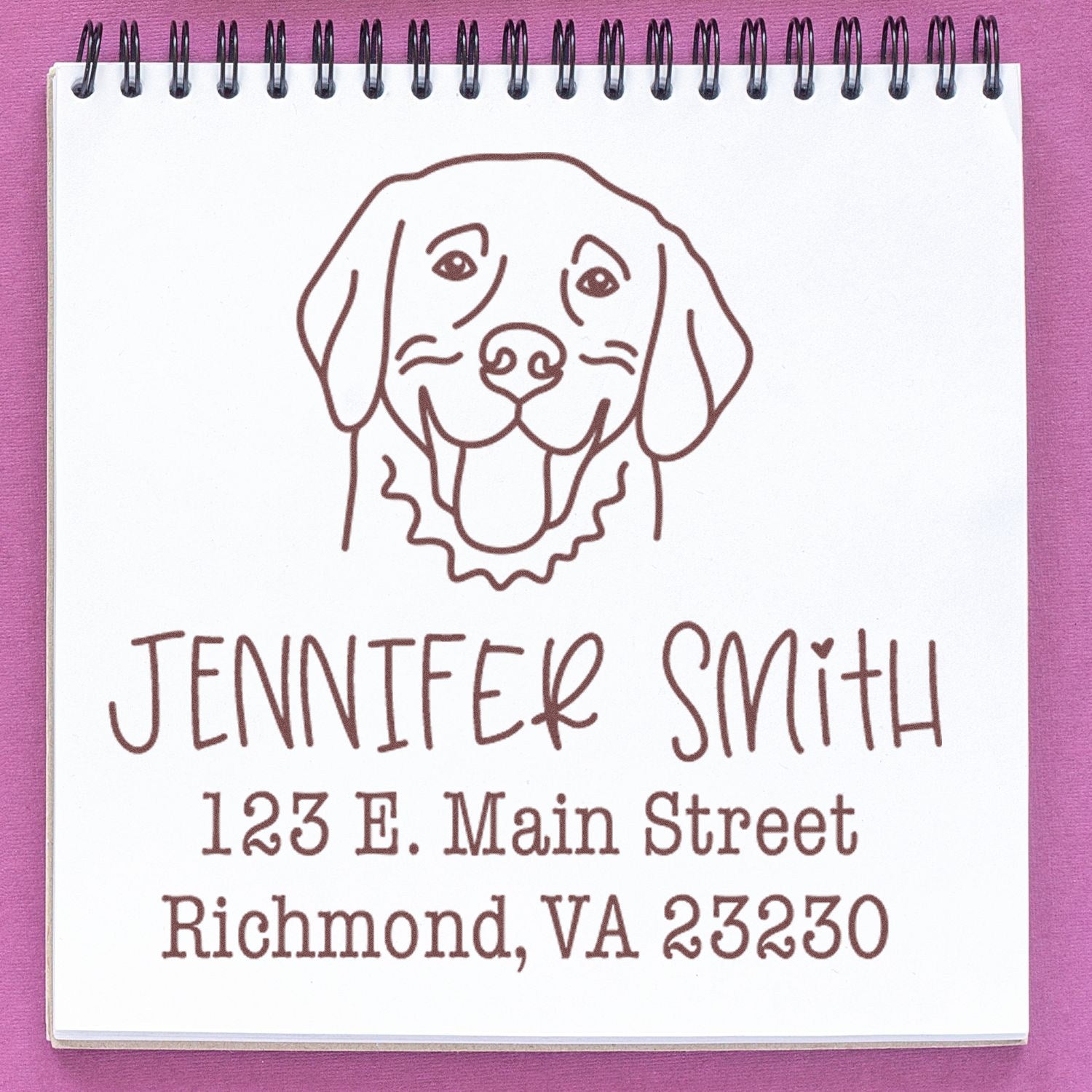 Wood Handle Golden Retriever Custom Dog Design Address Stamp