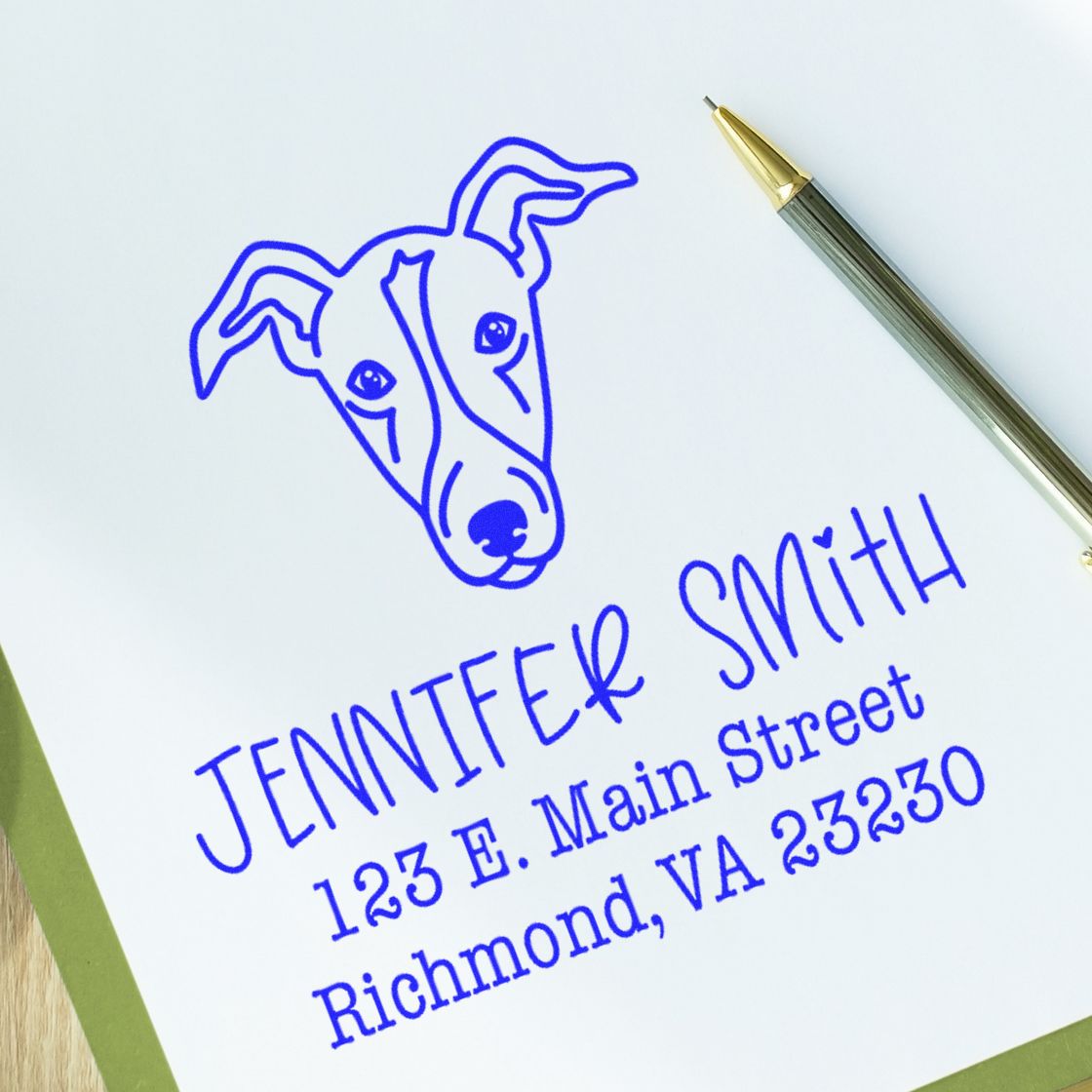 Self-Inking Greyhound Customized Address Label Rubber Stamp