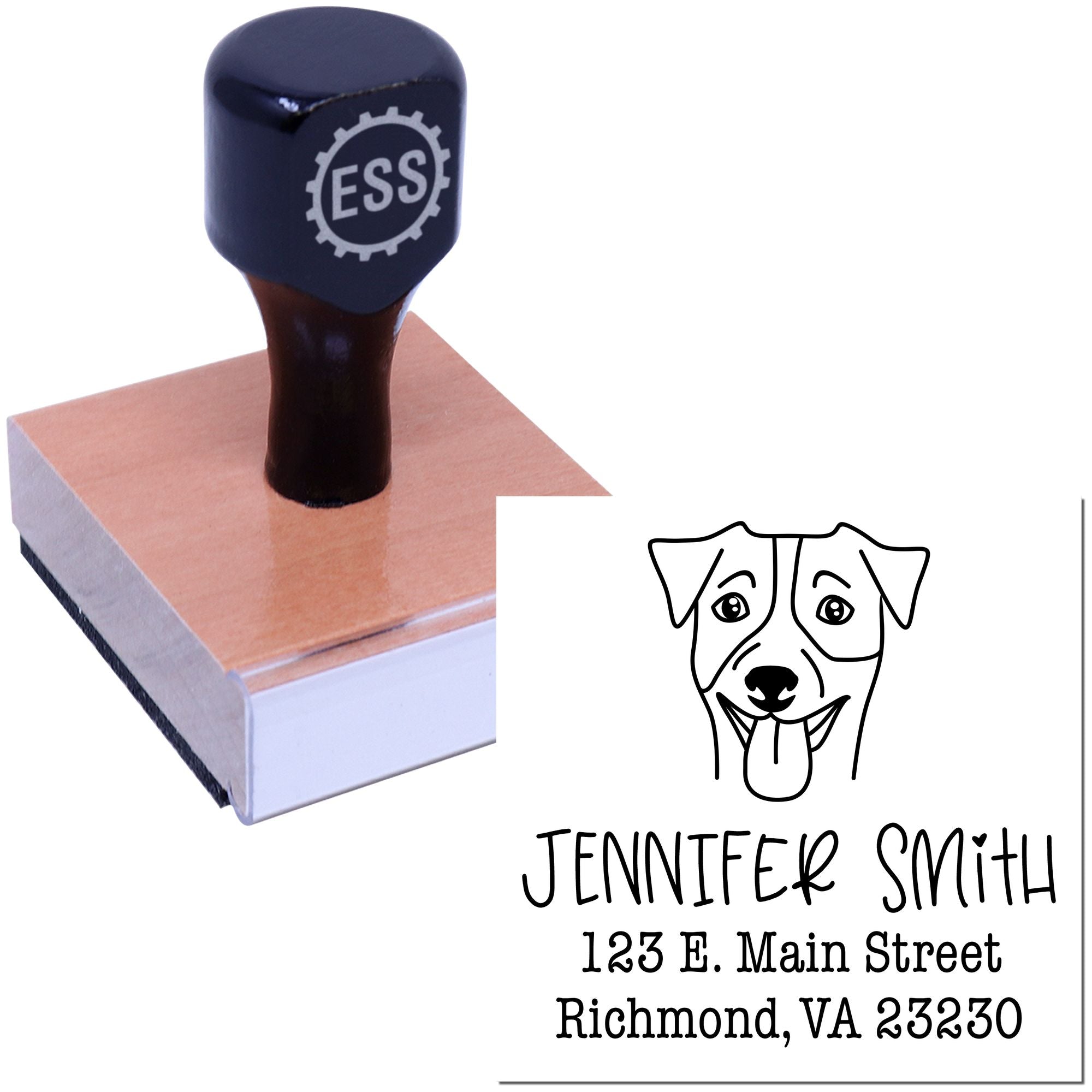 Wood Handle Jack Russell Custom Dog Return Address Stamp