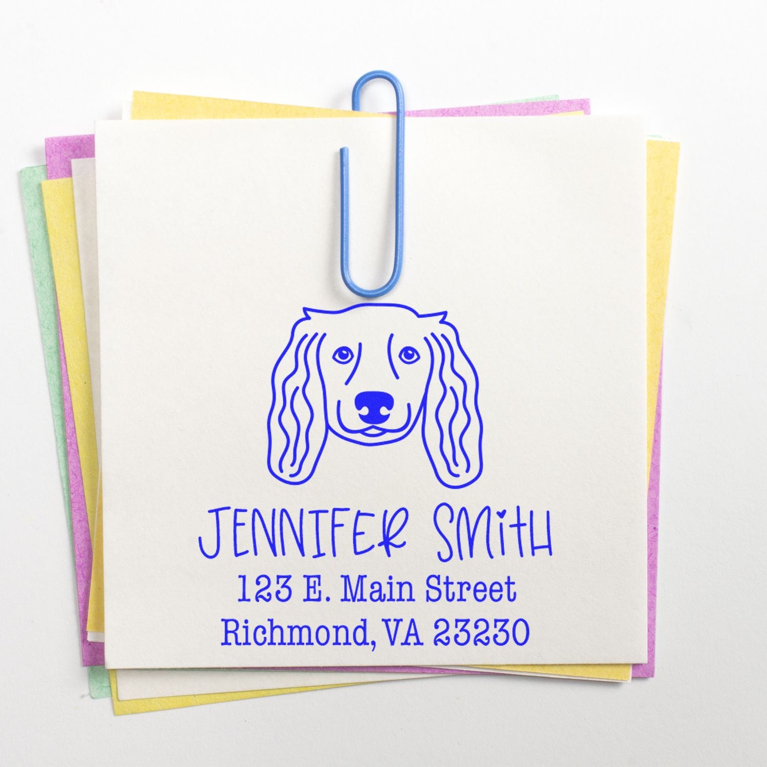 Self-Inking Long Haired Dachshund Customized Address Label Stamper