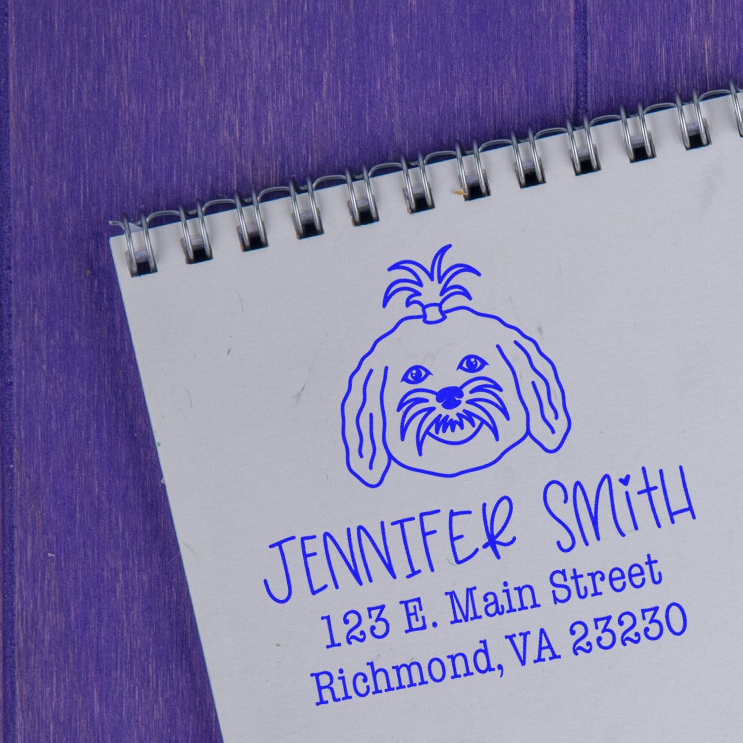 Wood Handle Maltese Custom Easy-To-Use Address Stamp