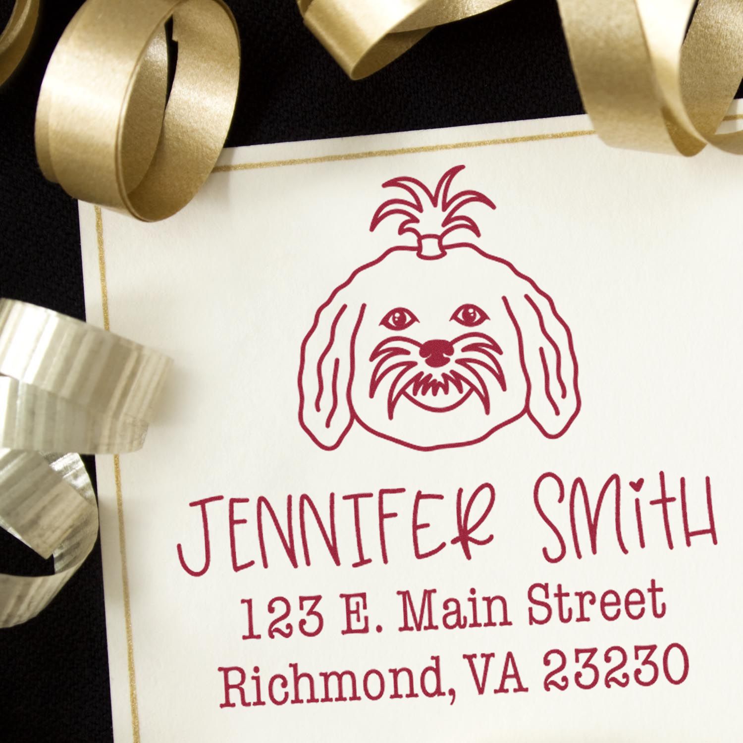 Slim Pre-Inked Maltese Personalized Address Label Stamp