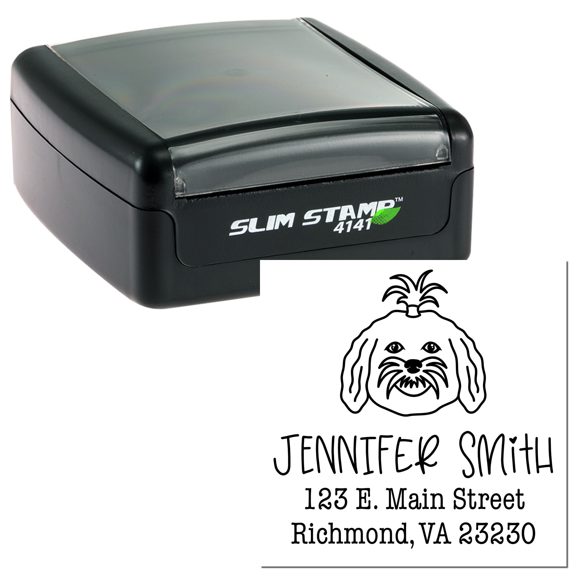 Slim Pre-Inked Maltese Personalized Address Label Stamp