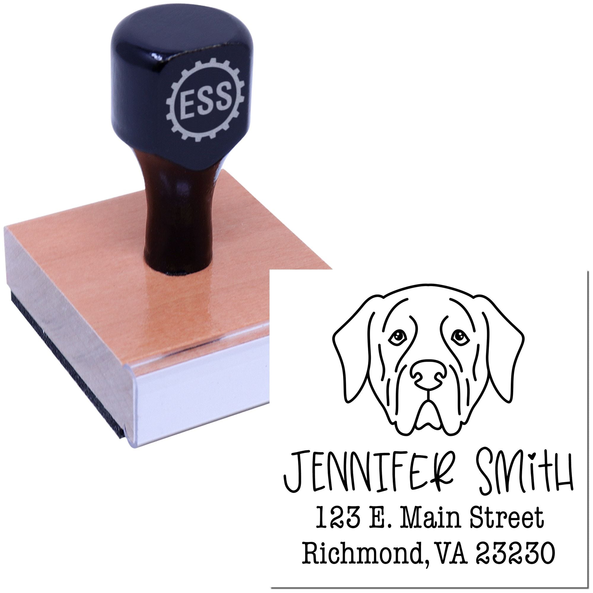 Wood Handle Mastiff Custom Easy-To-Use Address Stamp for Envelopes