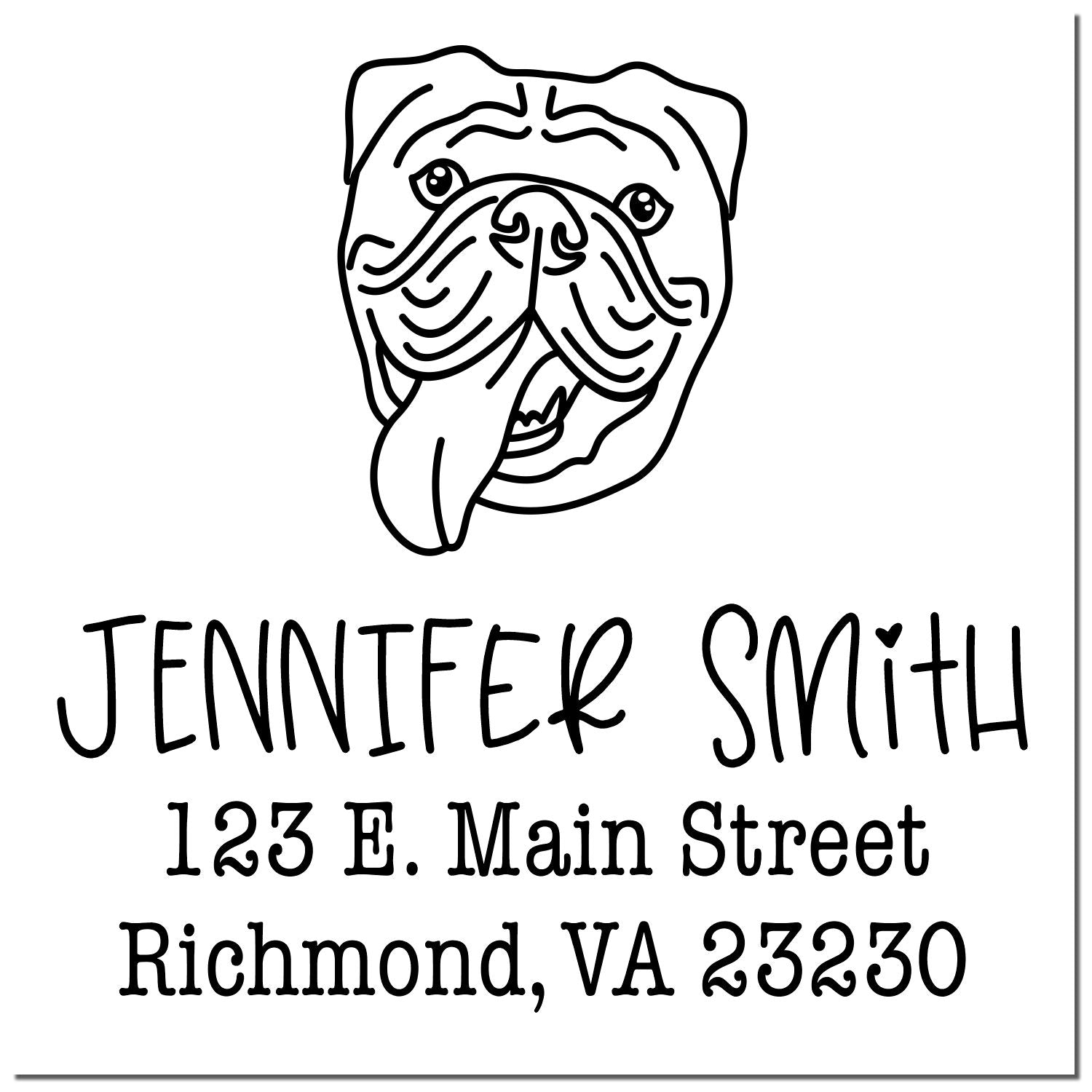 Wood Handle Old English Bulldog Custom High-Quality Address Rubber Stamp