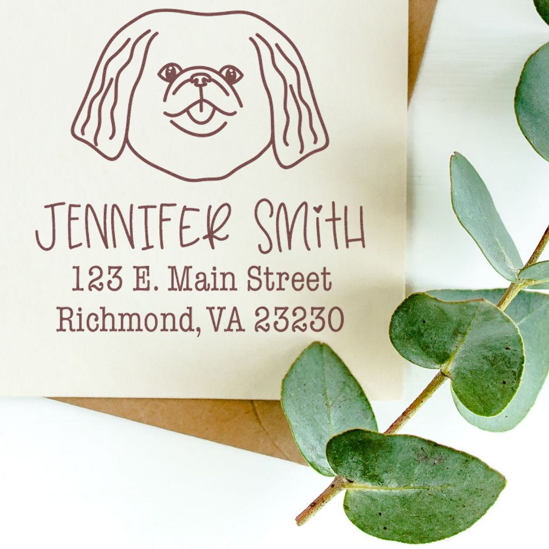 Slim Pre-Inked Pekingese Personalized Address Label Stamper - Engineer Seal Stamps