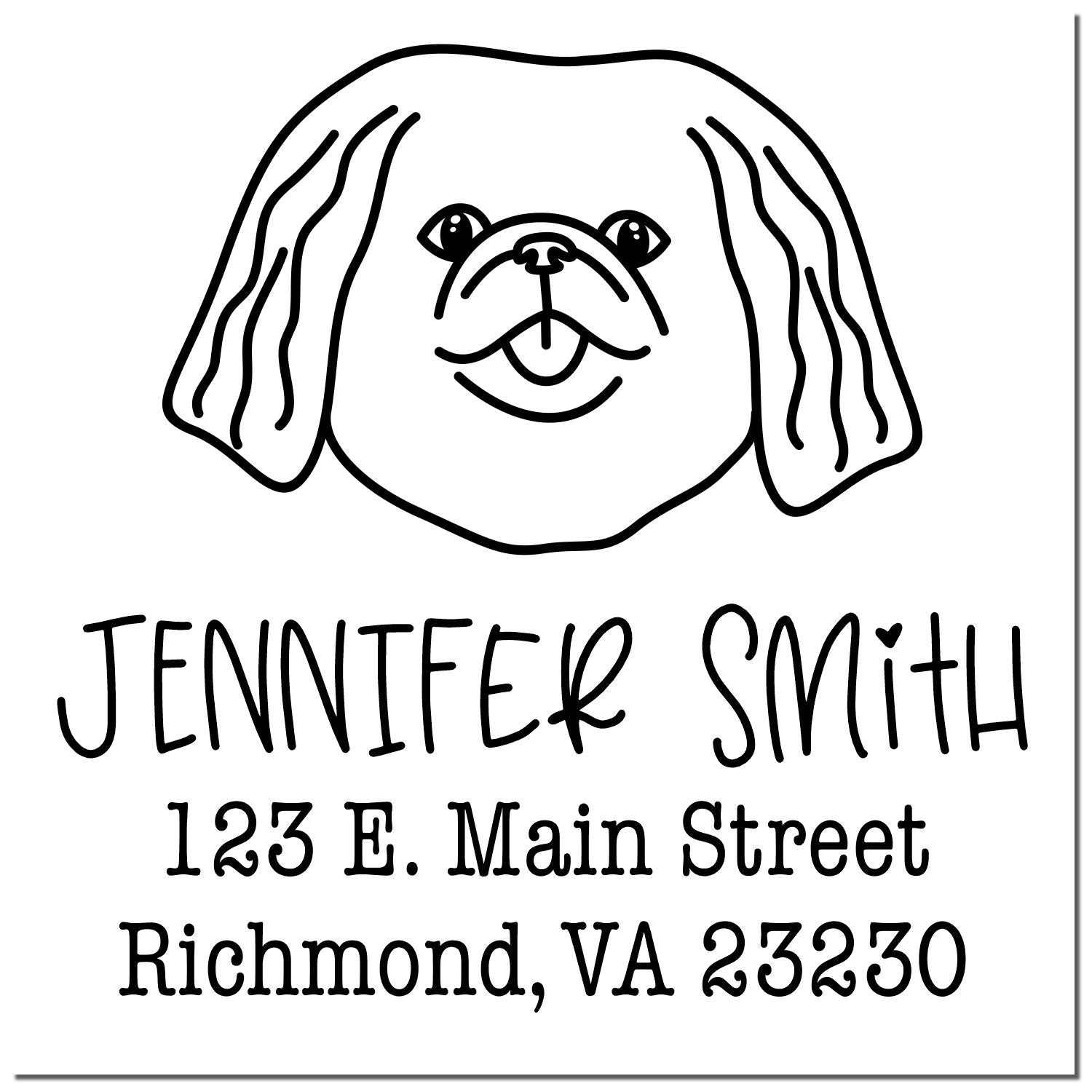 Slim Pre-Inked Pekingese Personalized Address Label Stamper - Engineer Seal Stamps