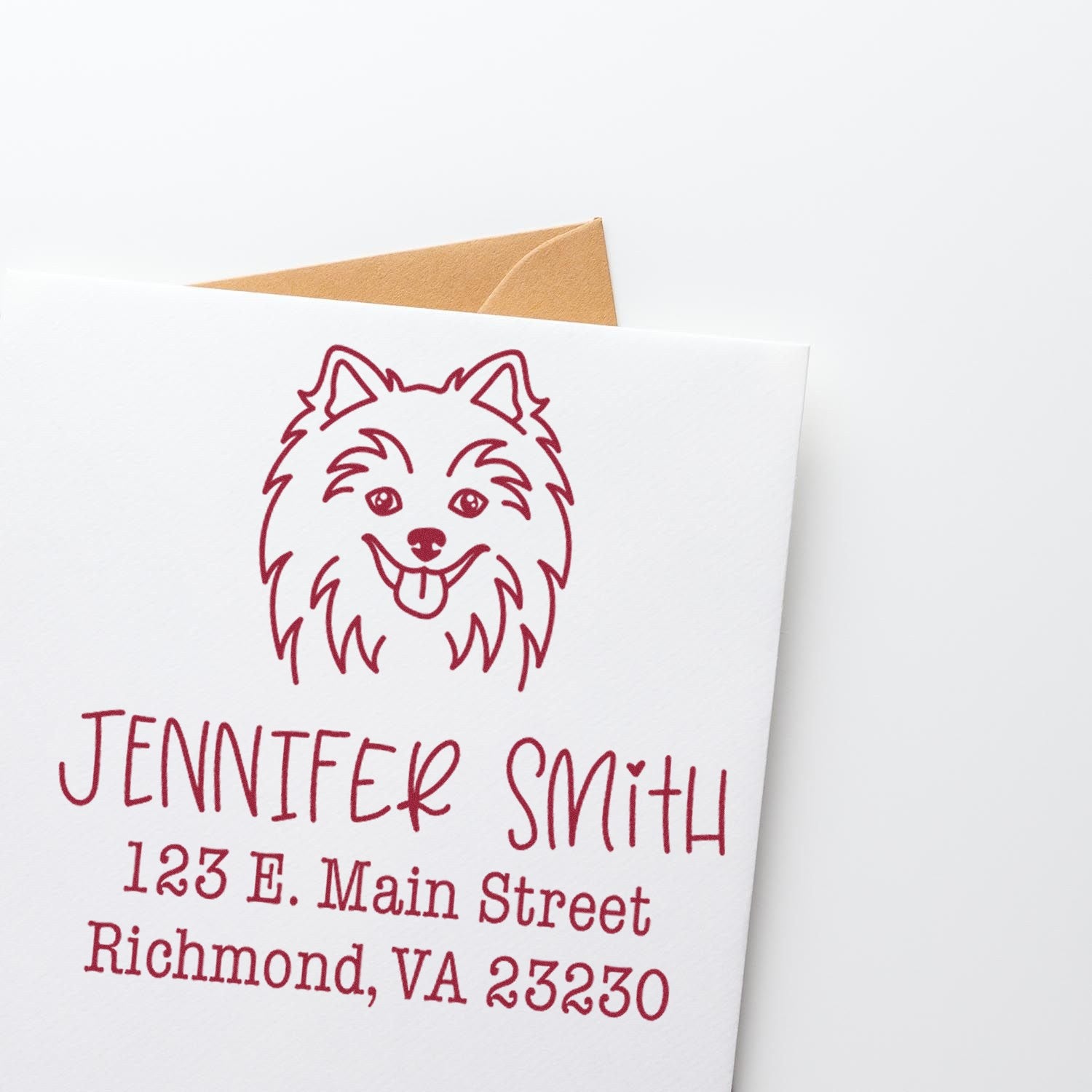 Wood Handle Pomeranian Custom Home Address Rubber Stamp