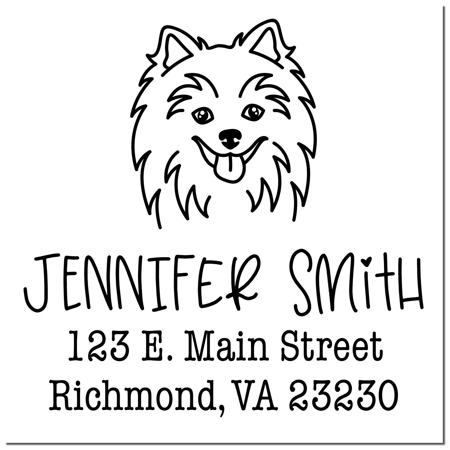 Wood Handle Pomeranian Custom Home Address Rubber Stamp