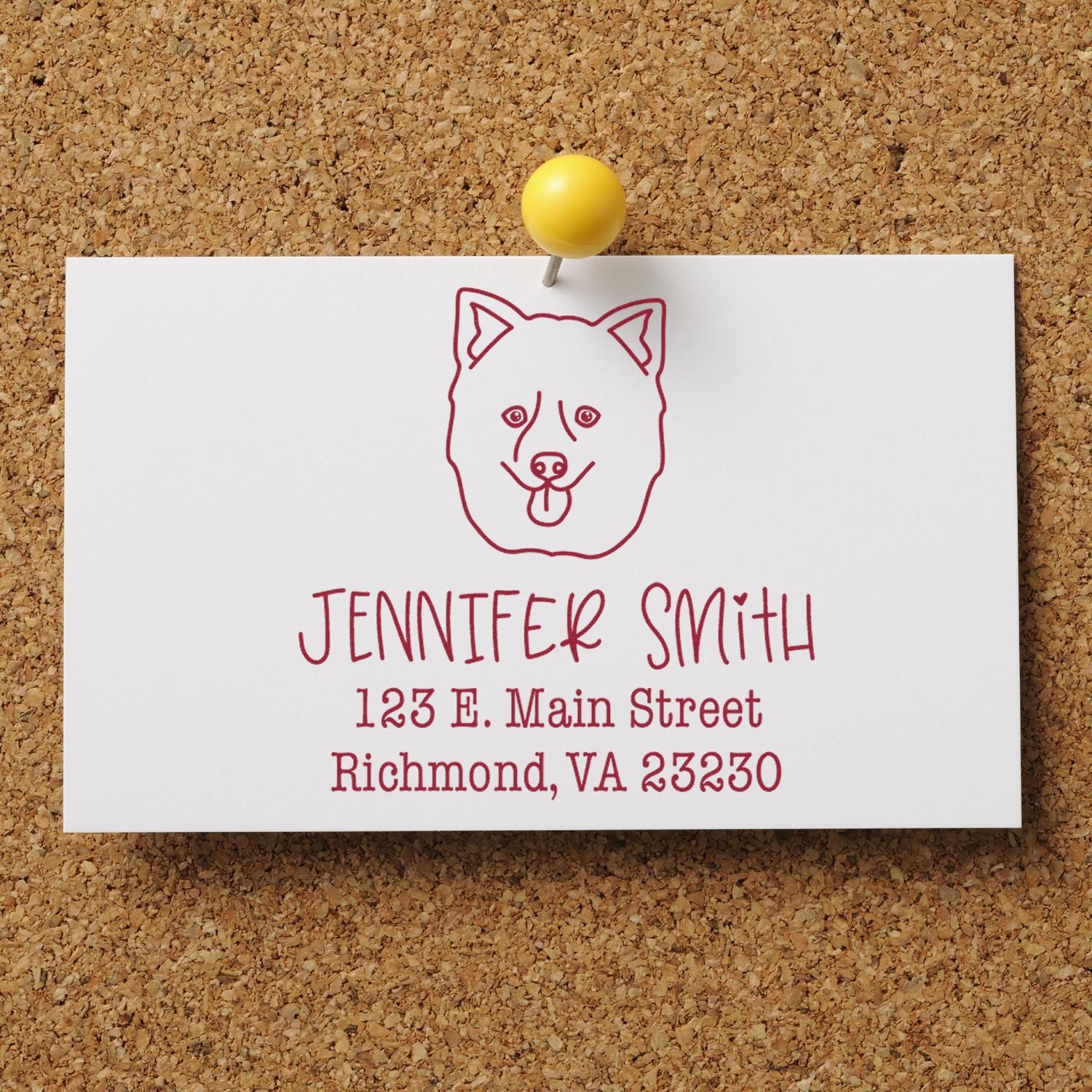 Wood Handle Pomsky Custom Home Address Rubber Stamp