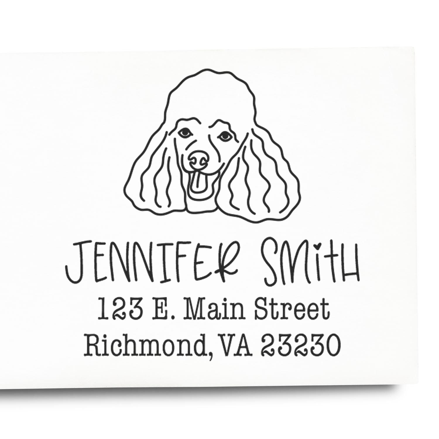 Wood Handle Poodle Custom Home Address Rubber Stamp