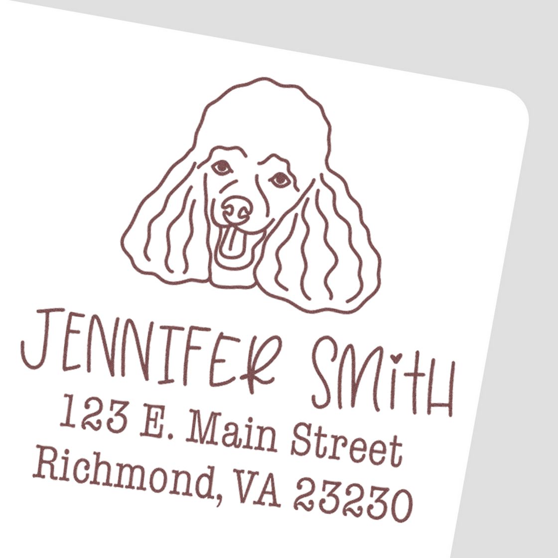 Wood Handle Poodle Custom Home Address Rubber Stamp