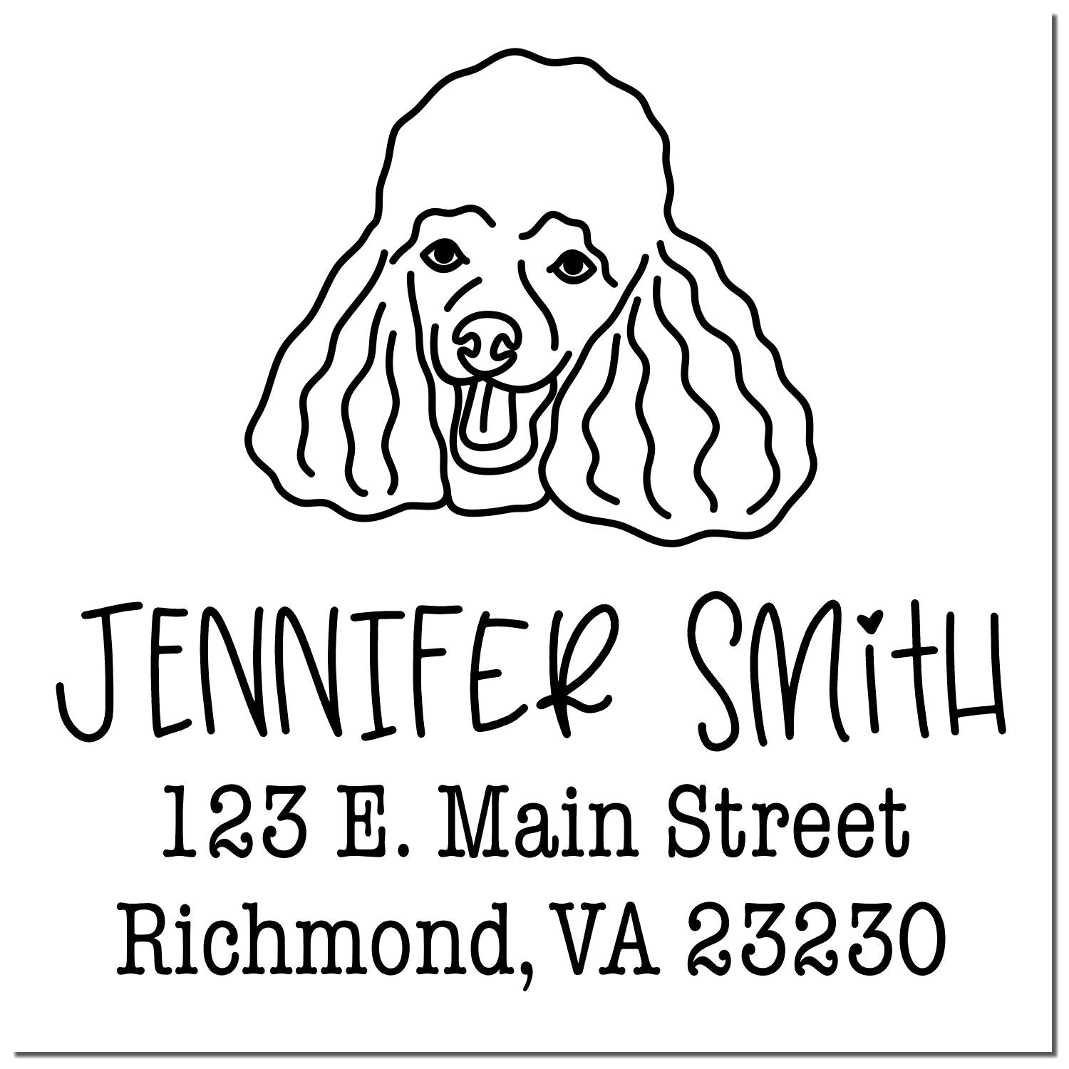 Wood Handle Poodle Custom Home Address Rubber Stamp