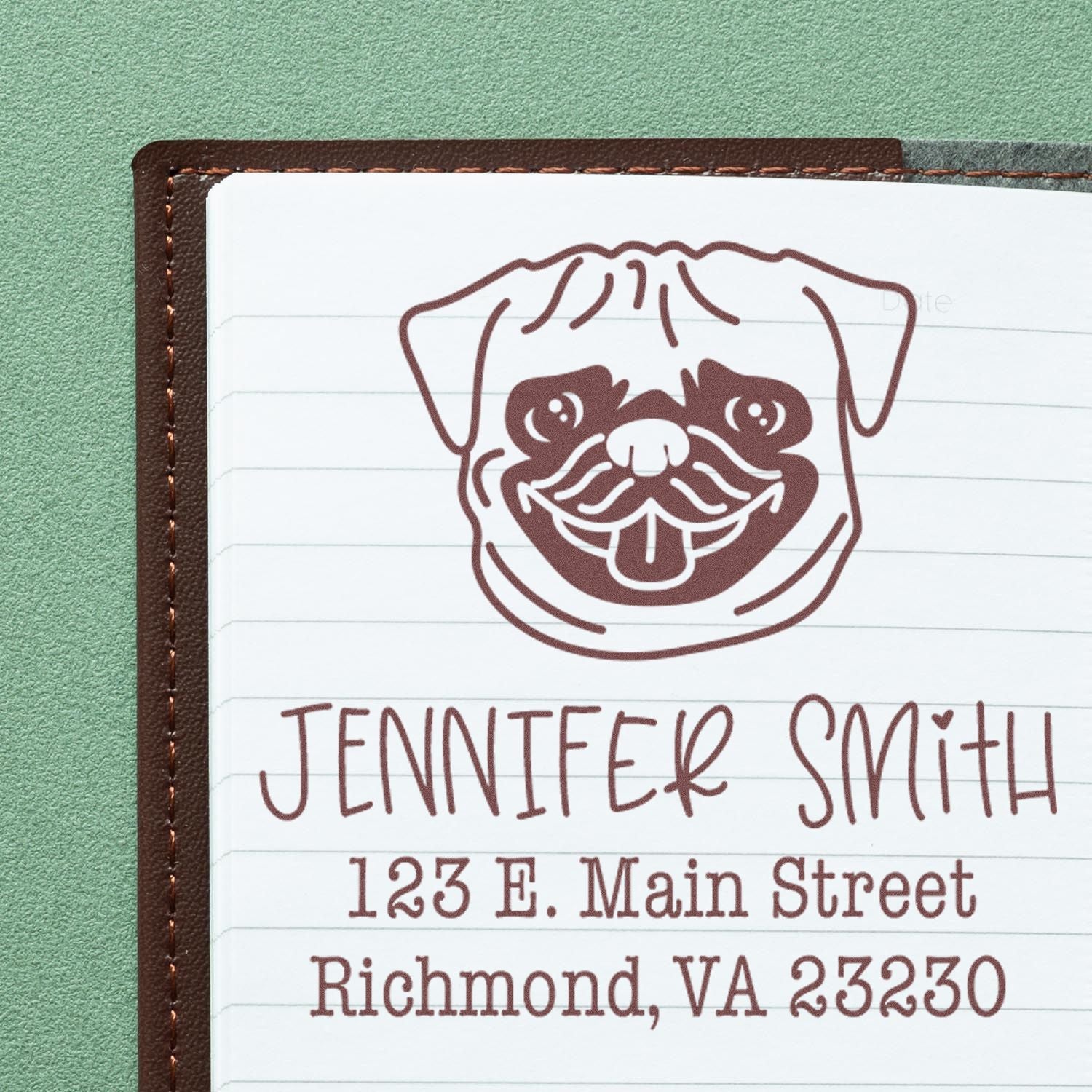 Wood Handle Pug Custom Home Address Stamp