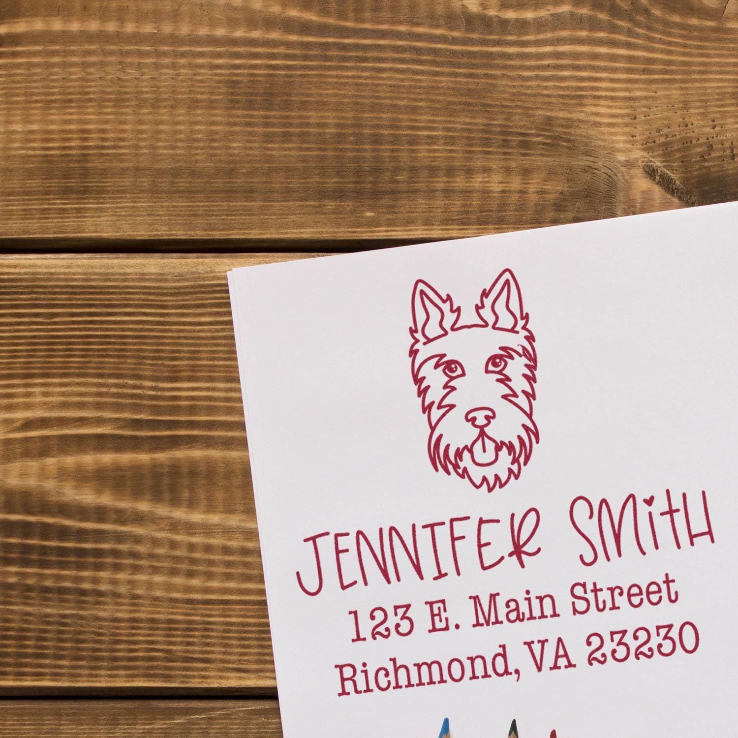 Wood Handle Scottie Custom Home Address Stamper