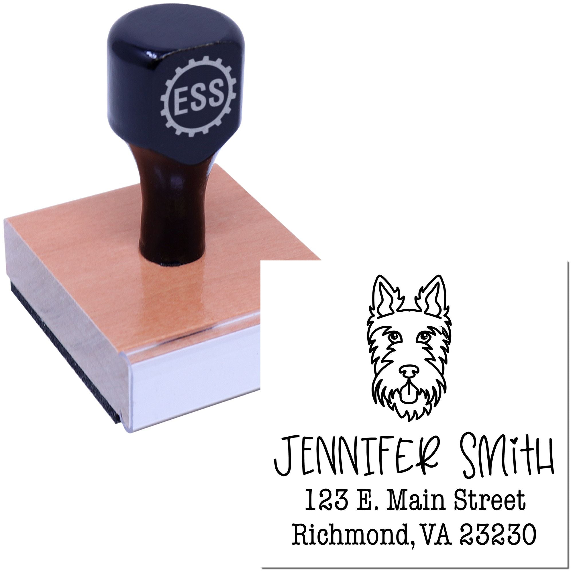 Wood Handle Scottie Custom Home Address Stamper