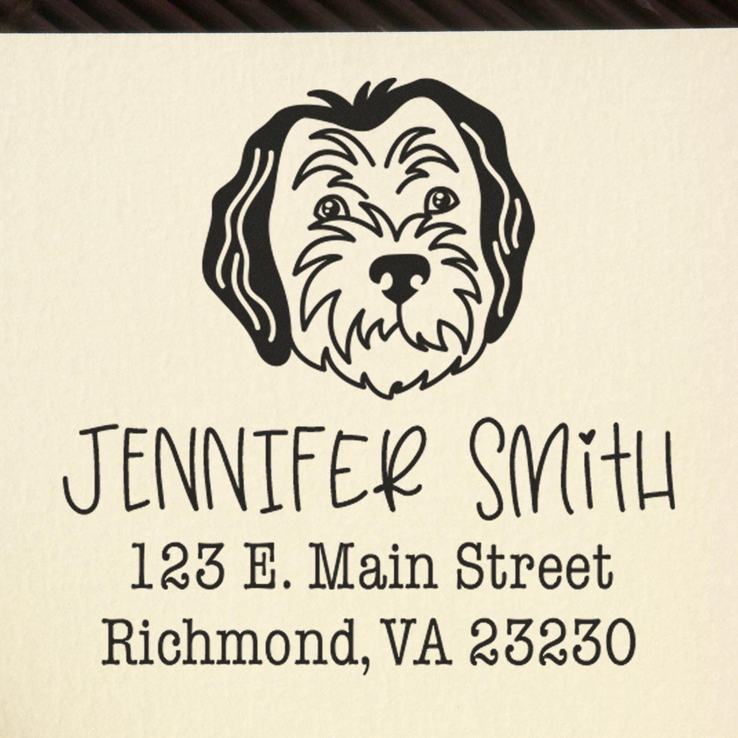 Wood Handle Sheepadoodle Custom House Address Rubber Stamp