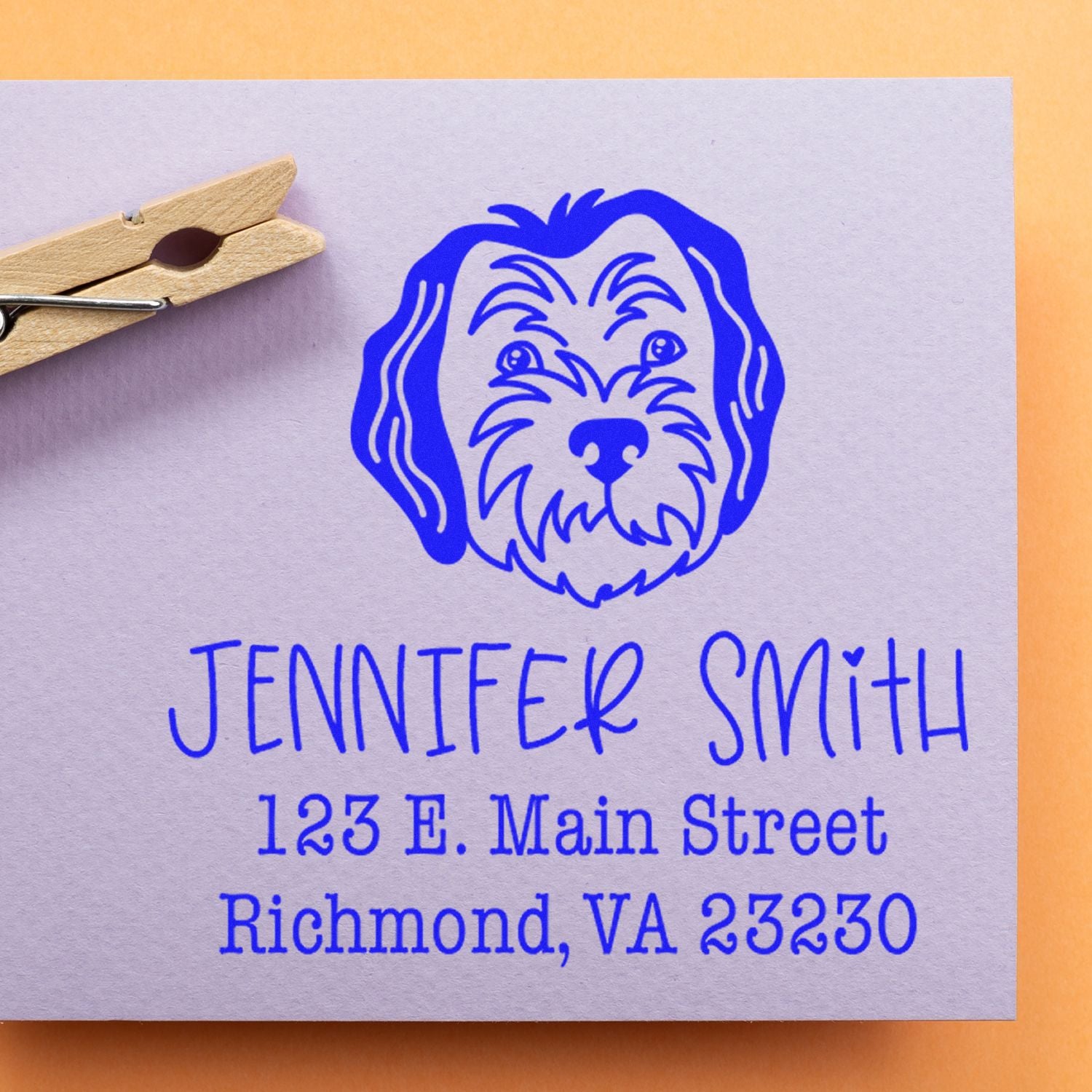 Wood Handle Sheepadoodle Custom House Address Rubber Stamp