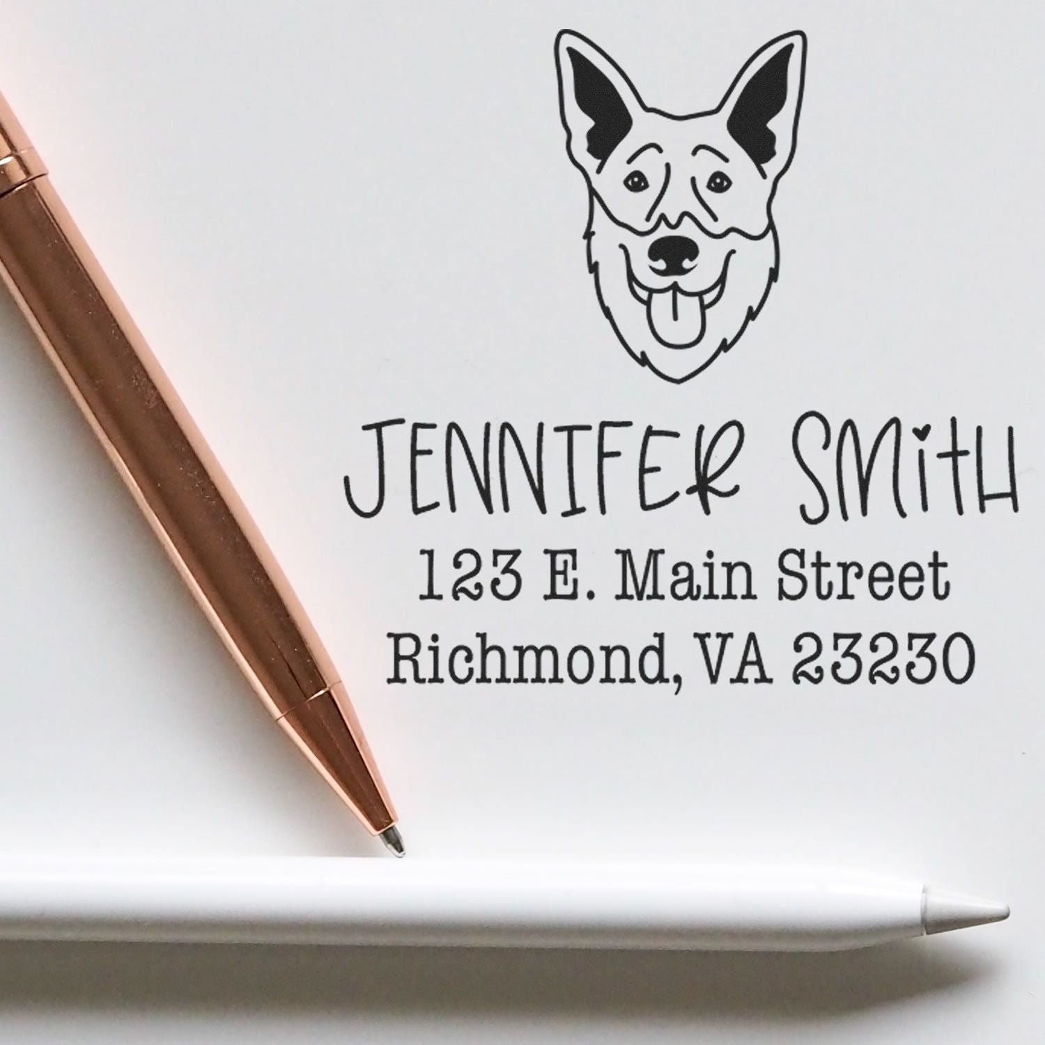 Wood Handle Shepsky Custom House Address Stamp