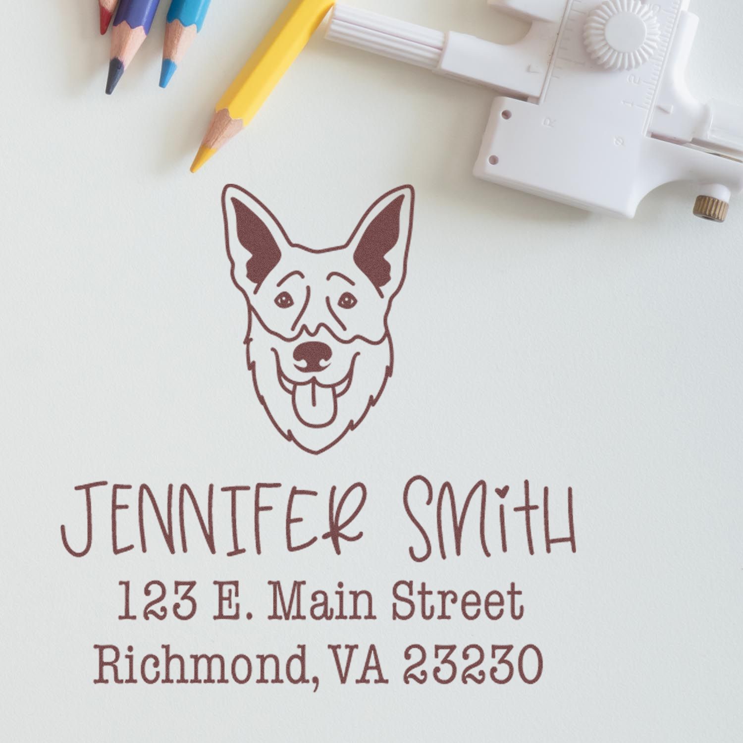 Wood Handle Shepsky Custom House Address Stamp