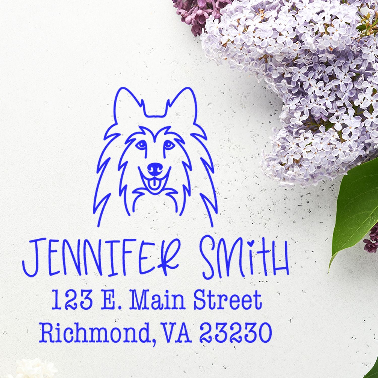 Wood Handle Shetland Sheepdog Custom House Address Stamp for Envelopes