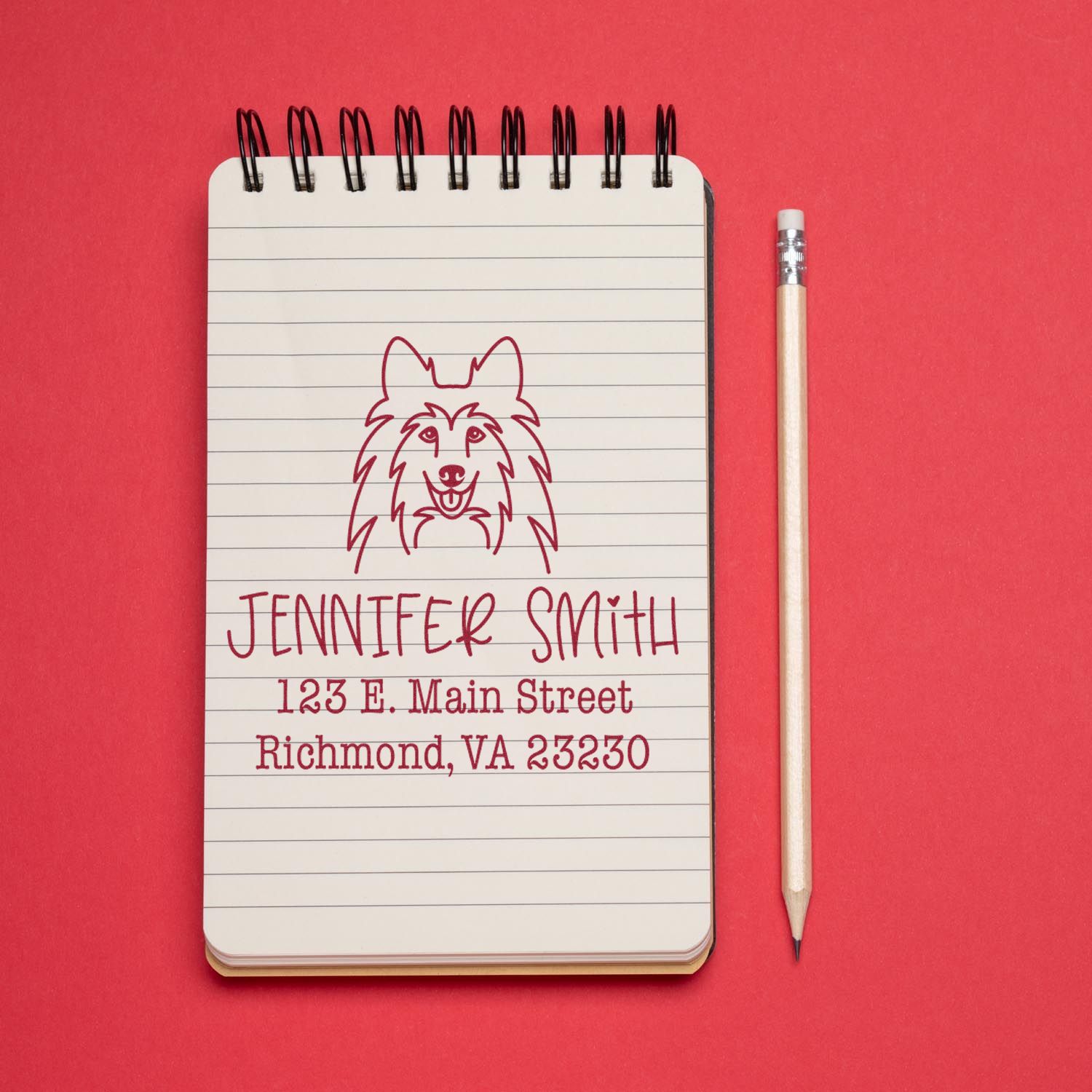 Wood Handle Shetland Sheepdog Custom House Address Stamp for Envelopes