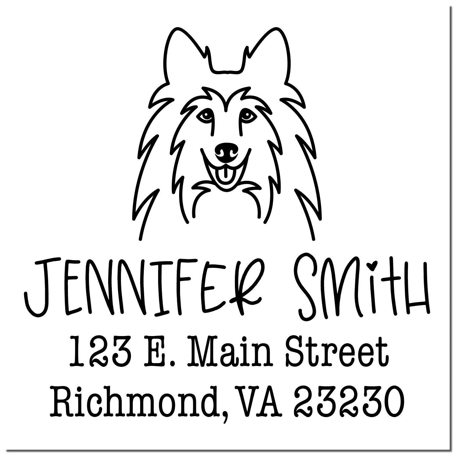 Wood Handle Shetland Sheepdog Custom House Address Stamp for Envelopes