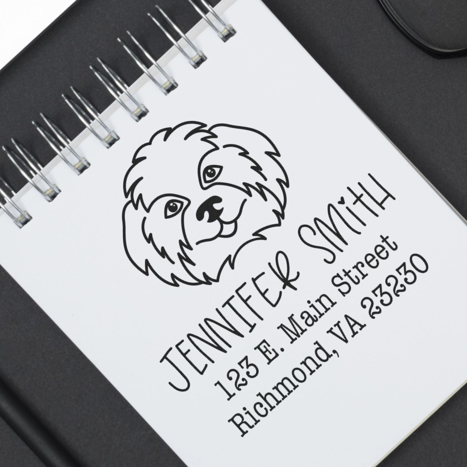 Wood Handle Shih Tzu Custom Inked Rubber Stamp