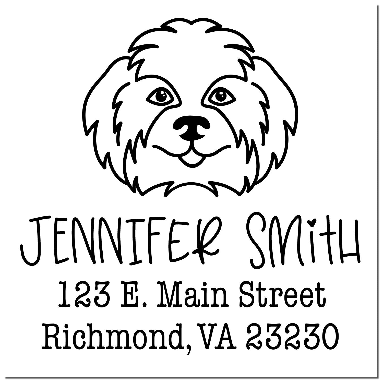 Wood Handle Shih Tzu Custom Inked Rubber Stamp