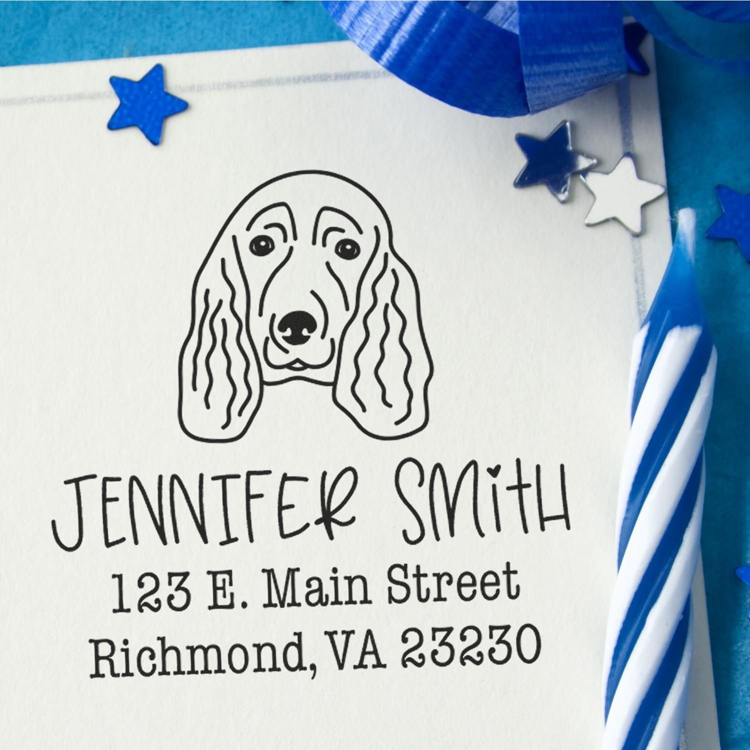 Self-Inking Spaniel Customized Dog Design Address Rubber Stamp