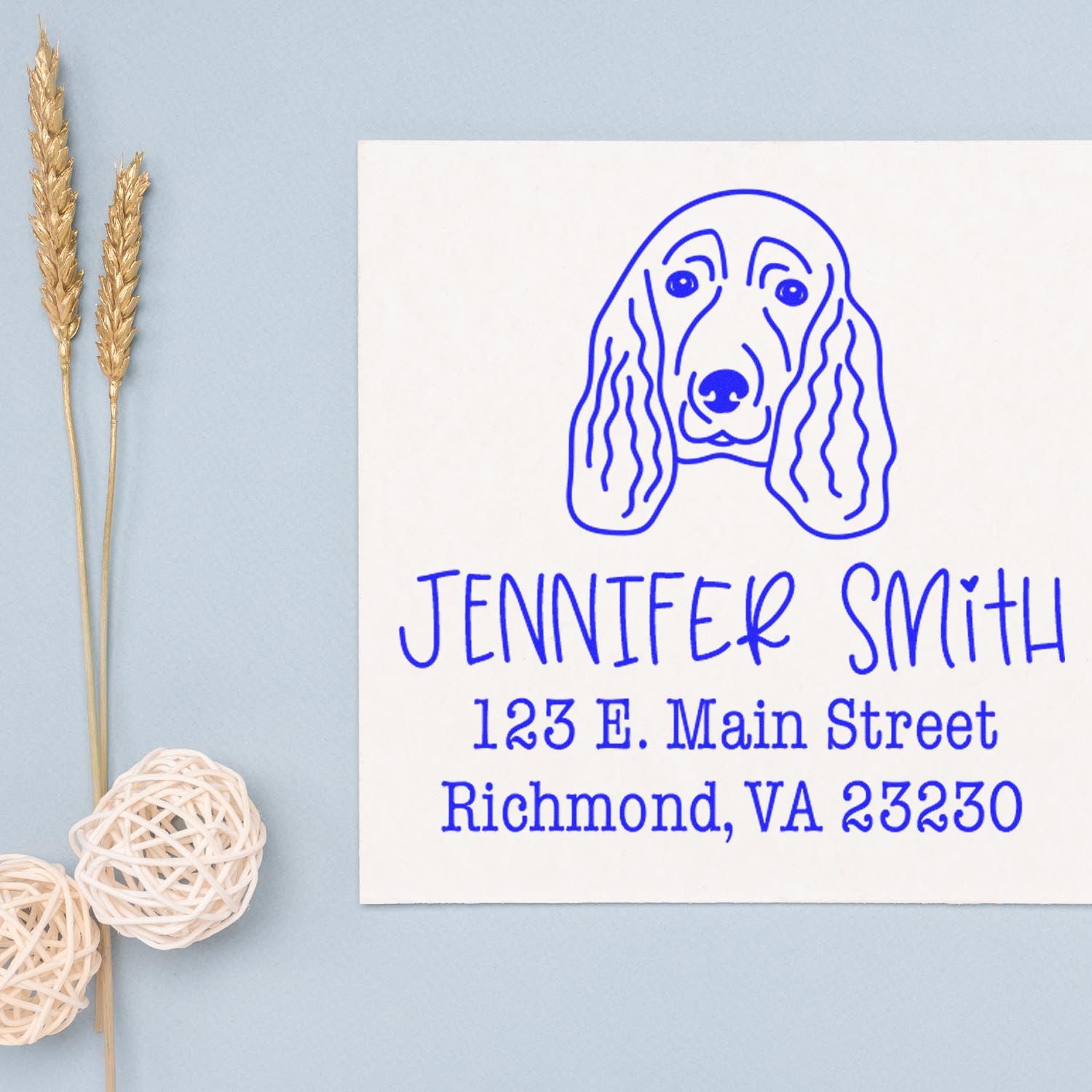 Self-Inking Spaniel Customized Dog Design Address Rubber Stamp