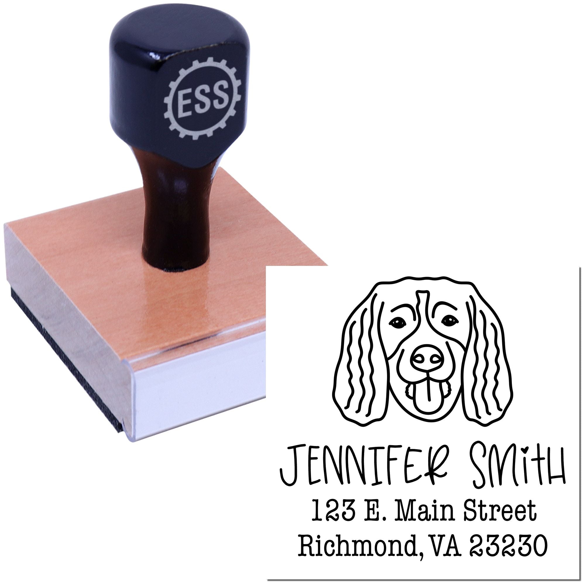 Wood Handle Springer Spaniel Custom Inked Stamp for Envelopes