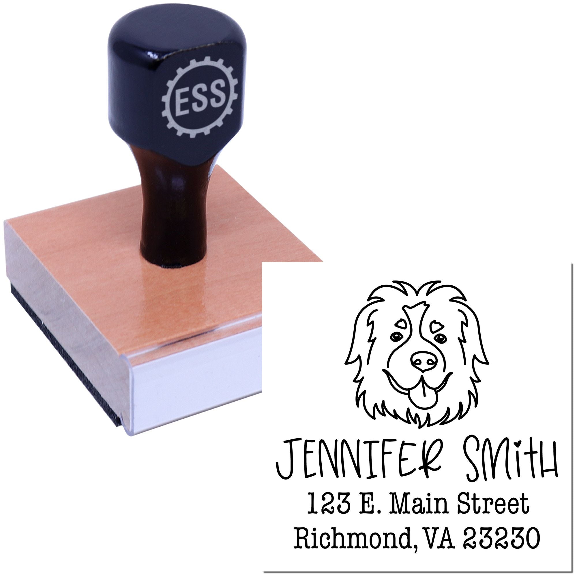 Wood Handle St Bernard Custom Inked Stamper