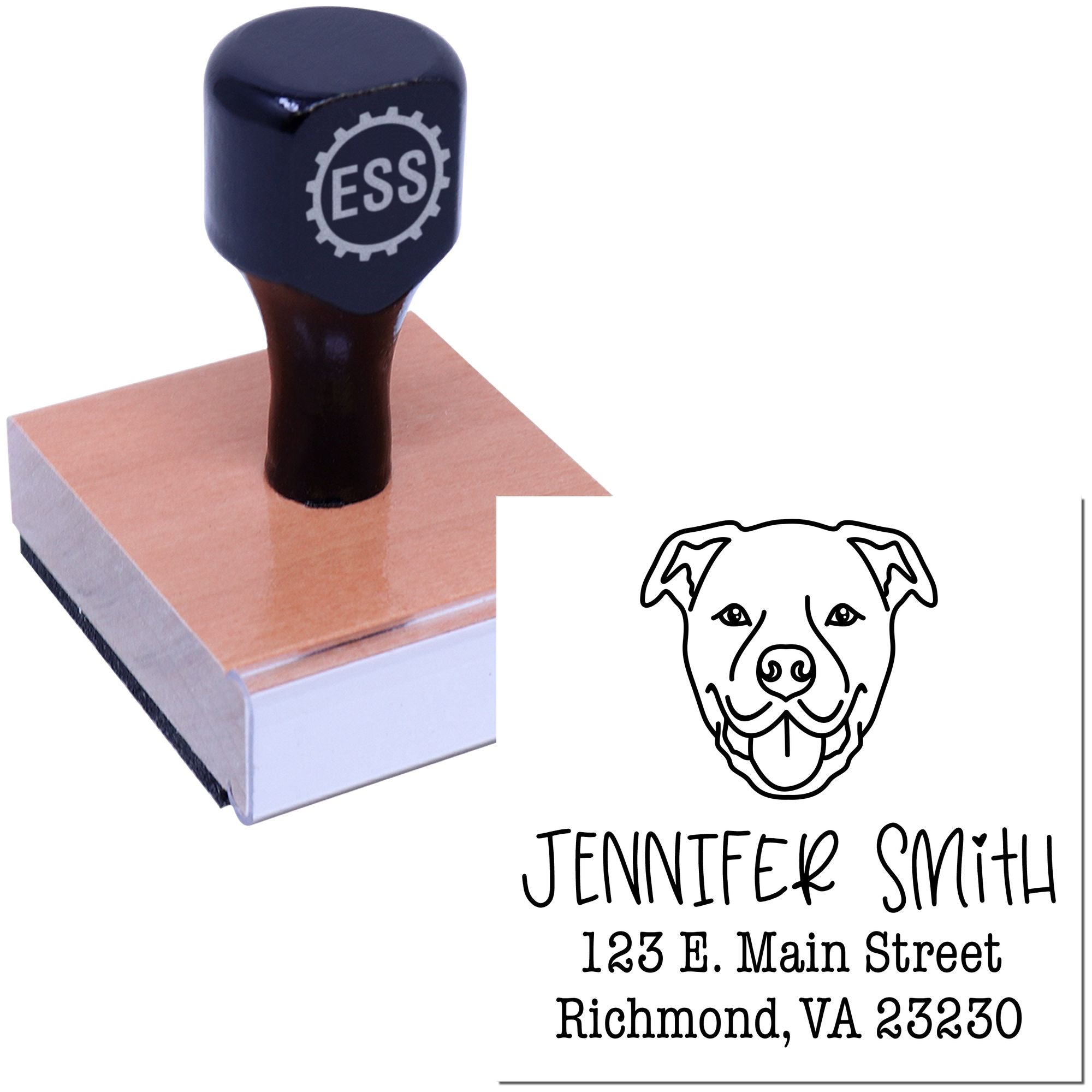 Wood Handle Staffordshire Bull Terrier Custom Made Rubber Stamp