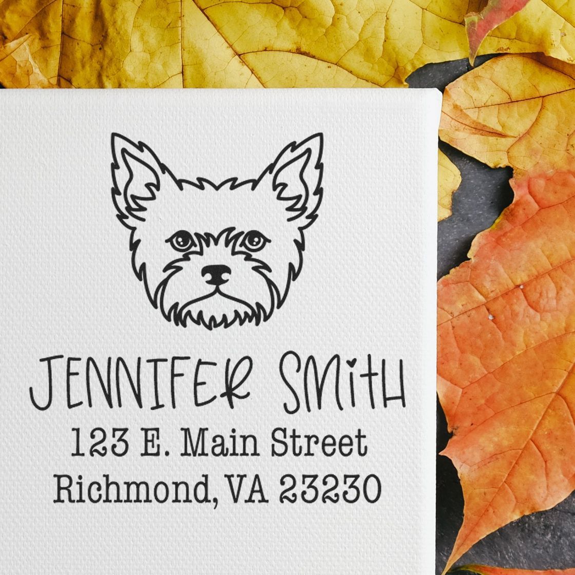 Wood Handle Yorkie Custom Address Return Stamp