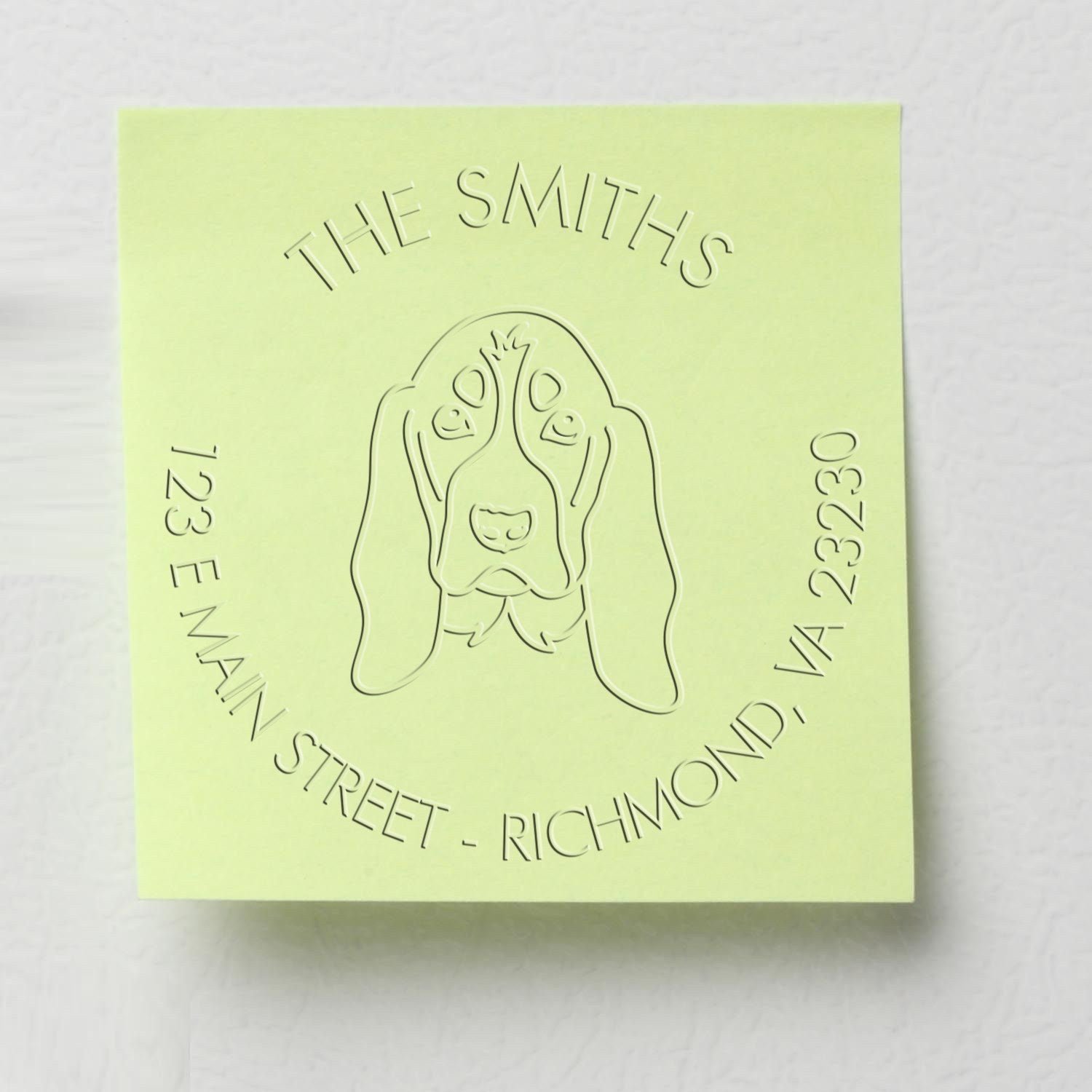 Personalized Mailing Address Soft Embosser Seal with Basset Hound Dog